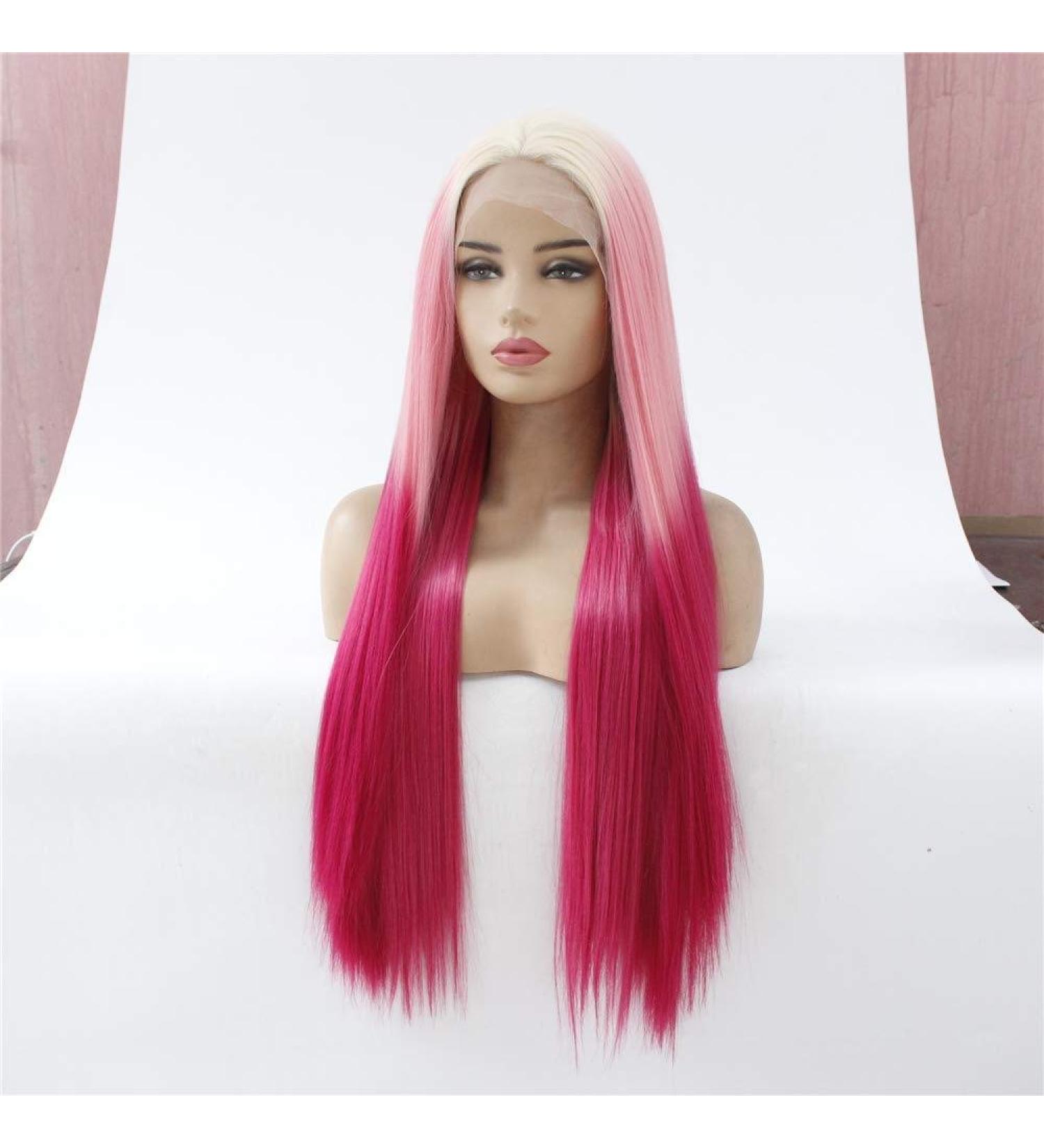 Buy Women's Long Straight Gradient Color Wig - Three-Color Synthetic Lace Front Hair - Buy Online on GoSupps.com