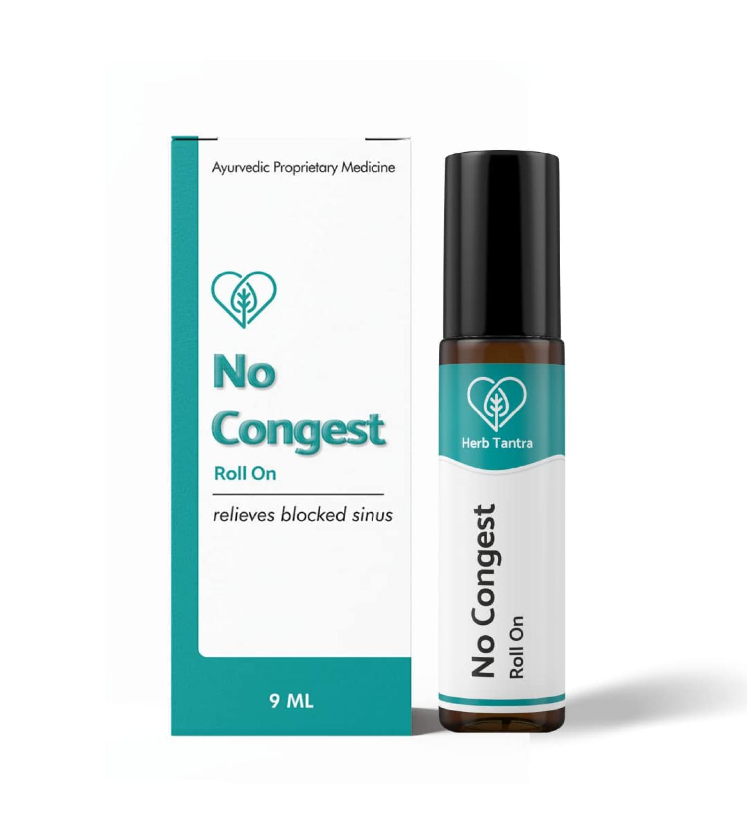 Herb Tantra No Congest Roll-On (9ml) | Clears Blocked Nose & Sinus | Decongest Oil with Eucalyptus, Peppermint & Ajwain - Buy Online on GoSupps.com