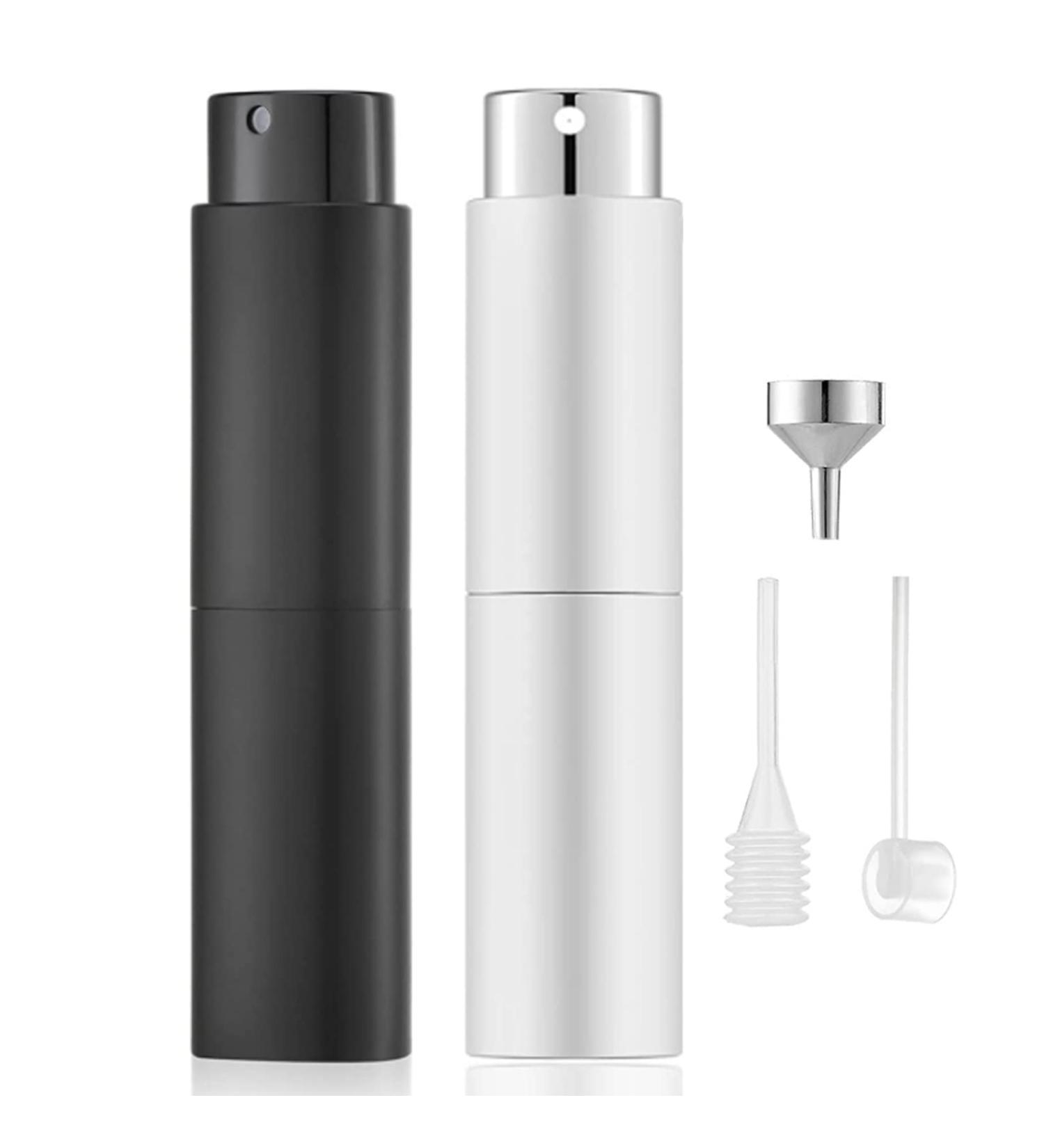 Portable Refillable Mini Perfume Atomizer Bottles - Travel Accessories (10ml 2 Pack) - Black & White - Buy Online on GoSupps.com