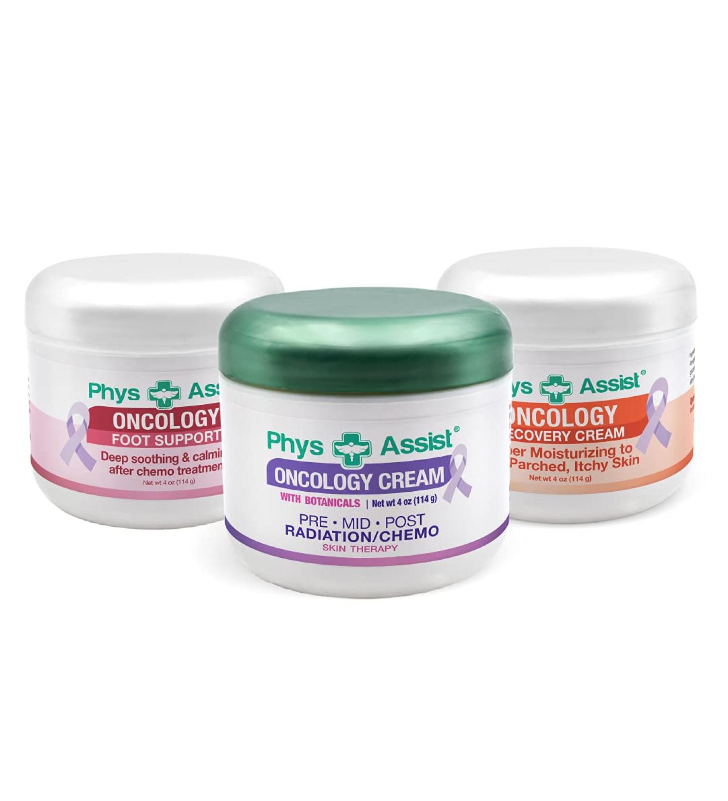 PhysAssist - Oncology Skin creams (Finest Products) for face body & feet deep soothing ultra moisturizing. -3 (4 oz jar)