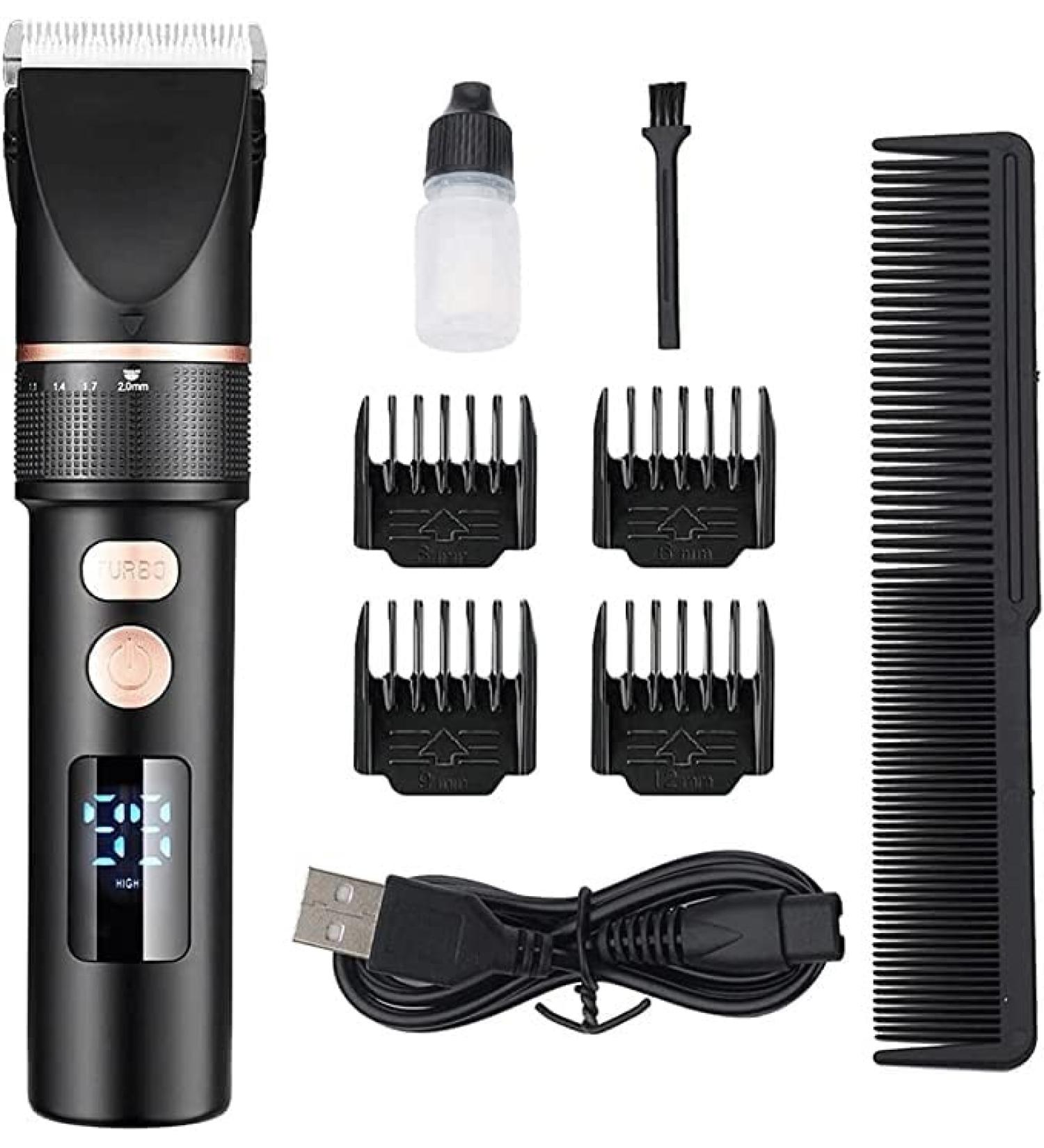 CAFFIA Cordless Hair Clippers for Men Professional Hair Clippers Hair Trimmer Bear Trimmer USB Rechargeable LCD Display for Men Kids and Family Use - Buy Online on GoSupps.com