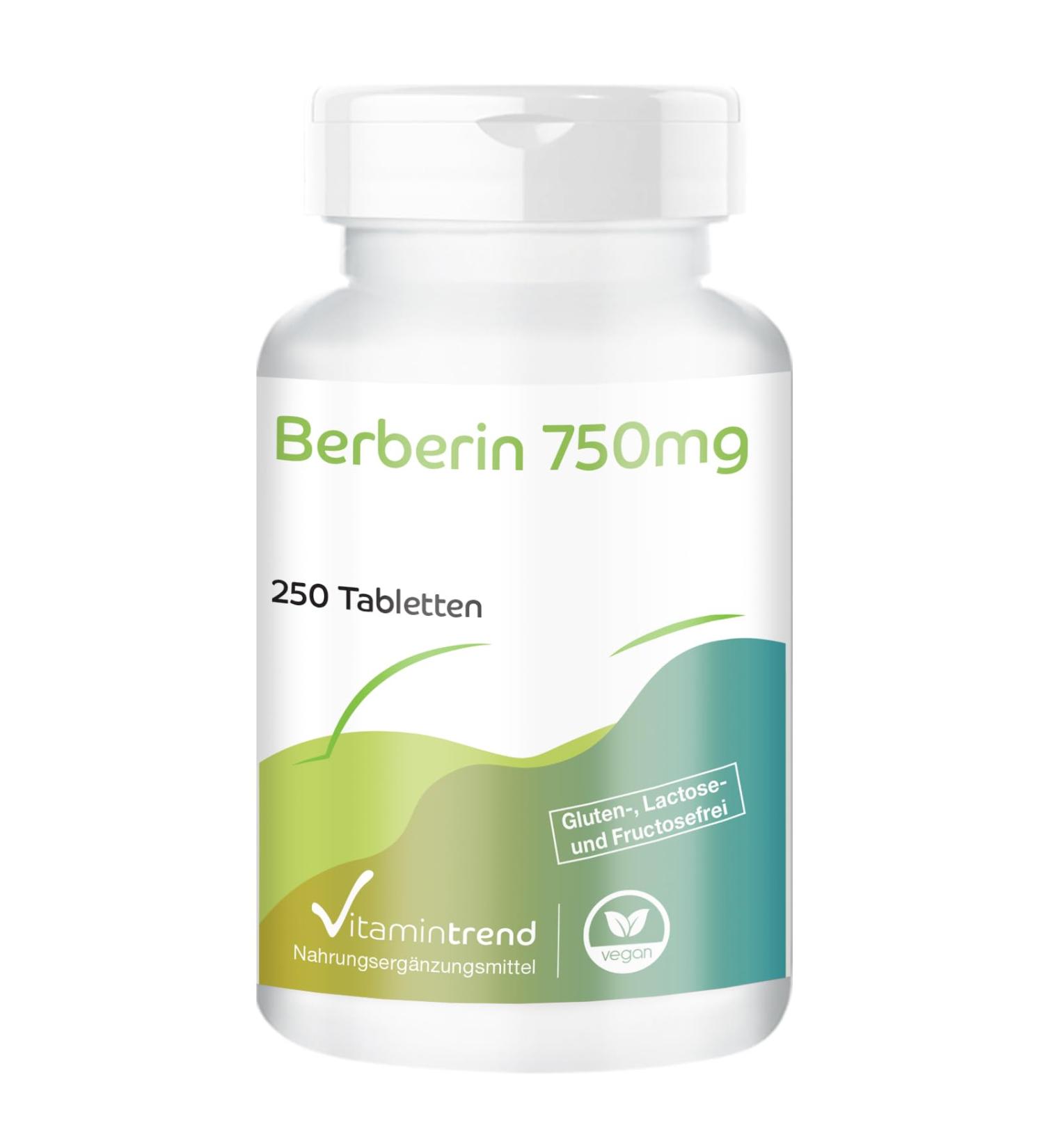 Vitamin trend Berberine HCl 750mg with zinc high dosage vegan 250 tablets Vitamintrend - Buy Online on GoSupps.com