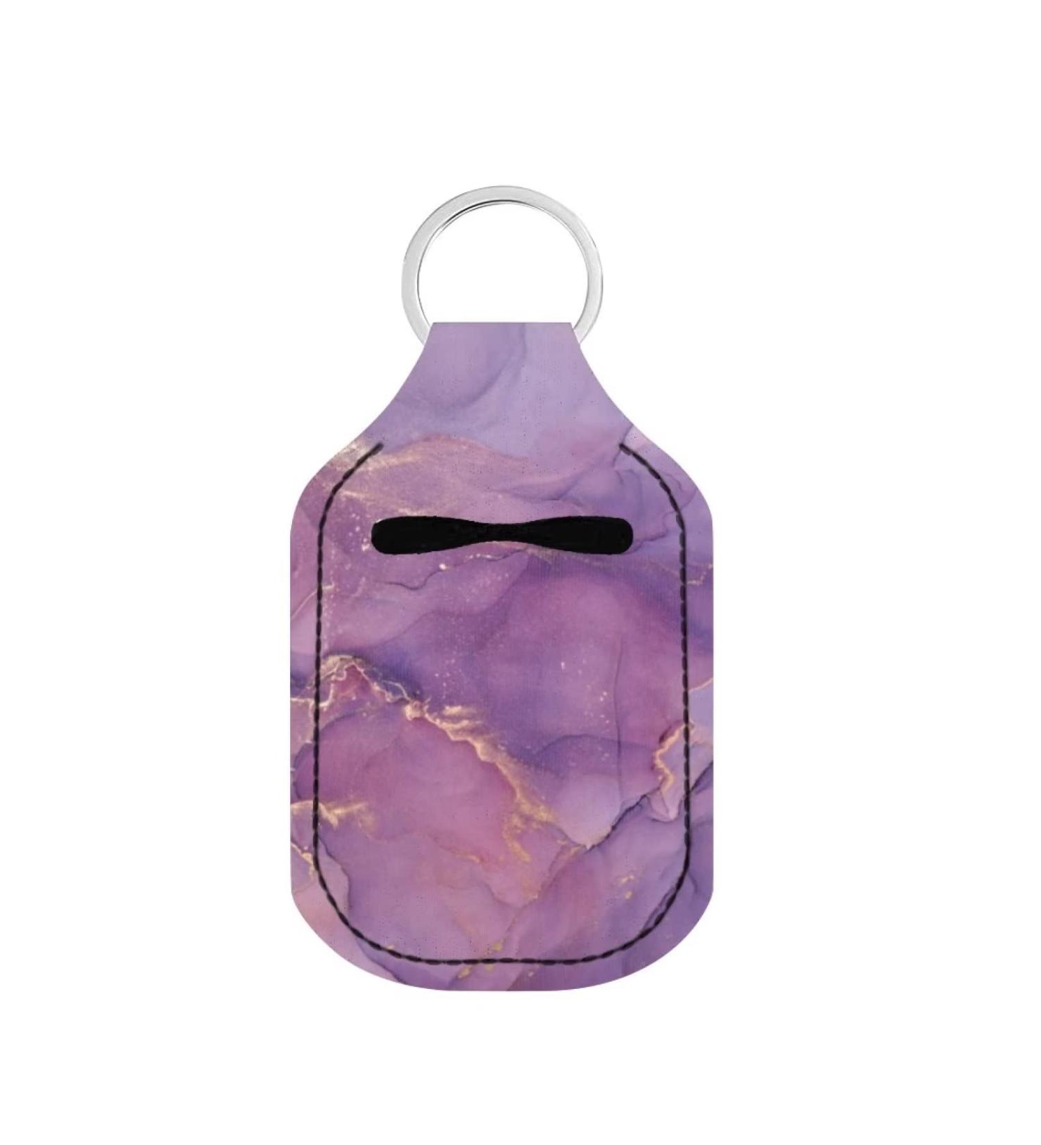 Dreaweet Neoprene Hand Sanitizer Holder Keychain - Portable Chapstick Holder - Marble Purple - Buy Online on GoSupps.com