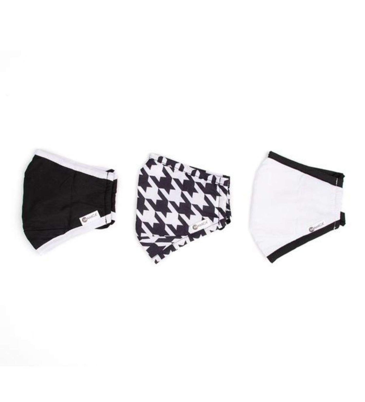 MIAMICA Fashion Cloth Face Mask - Houndstooth Black & White, Nose Wire, Double Layer, Adjustable Straps - Buy Online on GoSupps.com