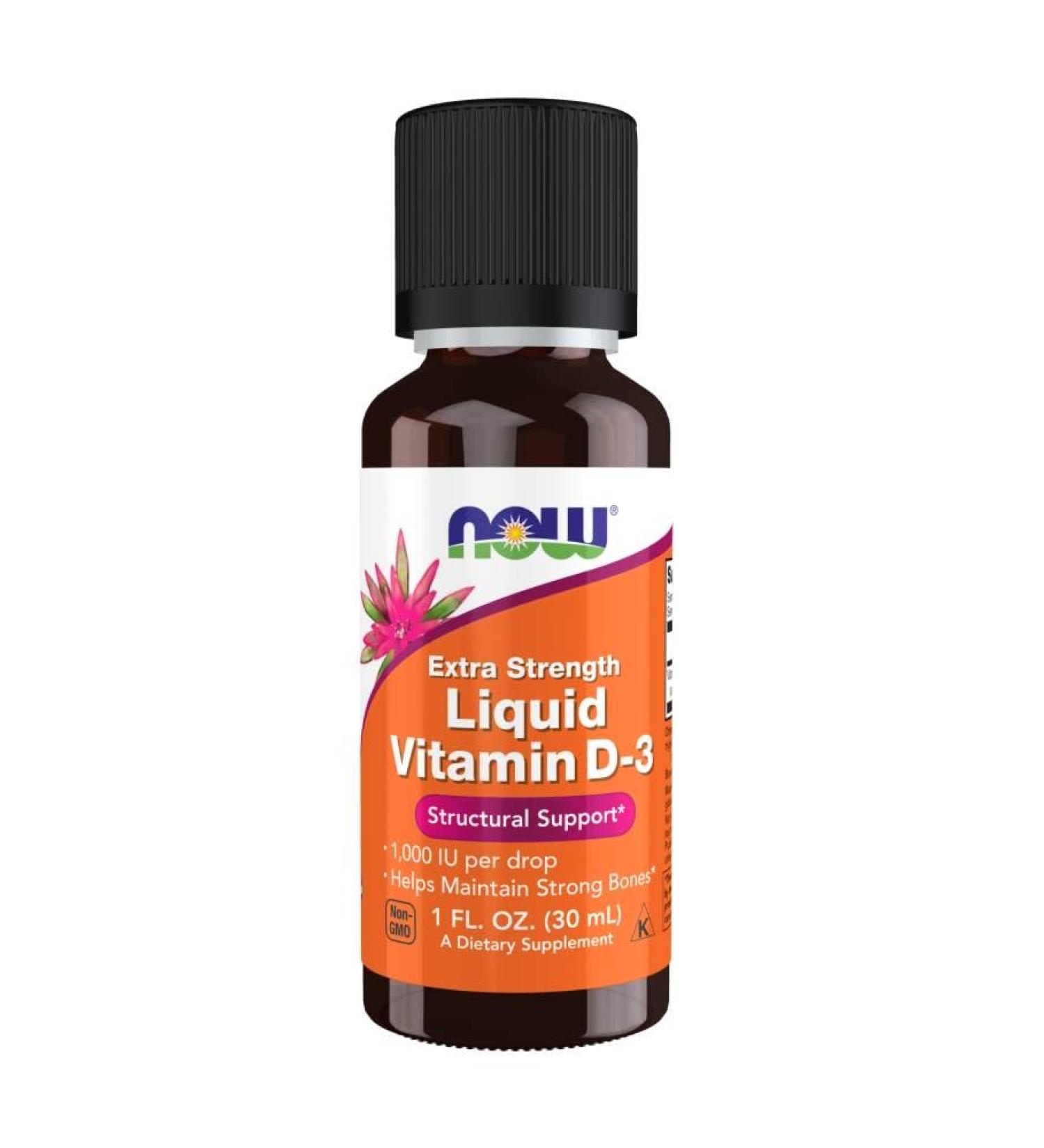 Now Foods Vit D-3 Liquid Extra Strength 1 000 IU / drop 30mL - Buy Online on GoSupps.com