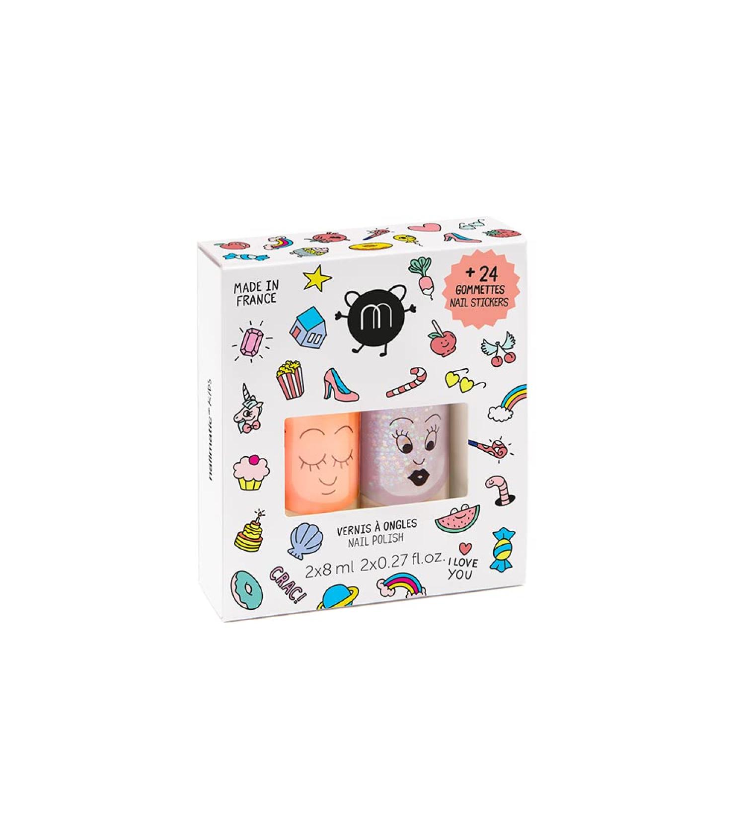 Nailmatic Kids Crac - Non-Toxic Children s Nail Polish Set (2) & Nail Art Stickers - Perfect Gift for Boys & Girls (3+ Years) - Fun Pink Manicure - Buy Online on GoSupps.com