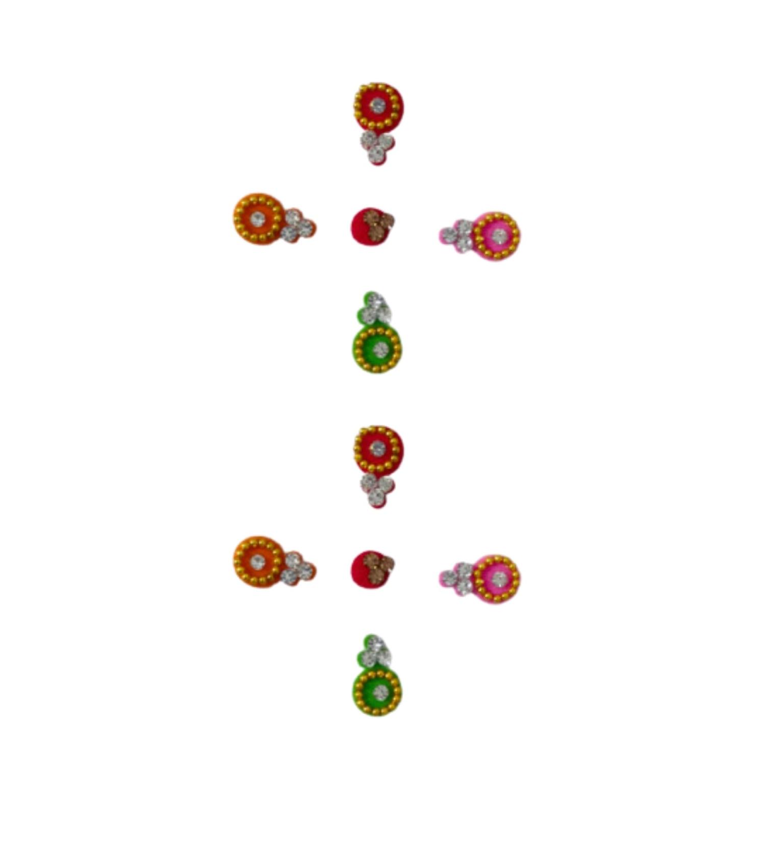 FASHION Beautiful Fancy Multicolor Round Stone Bindis Forehead Multicolor Bindis