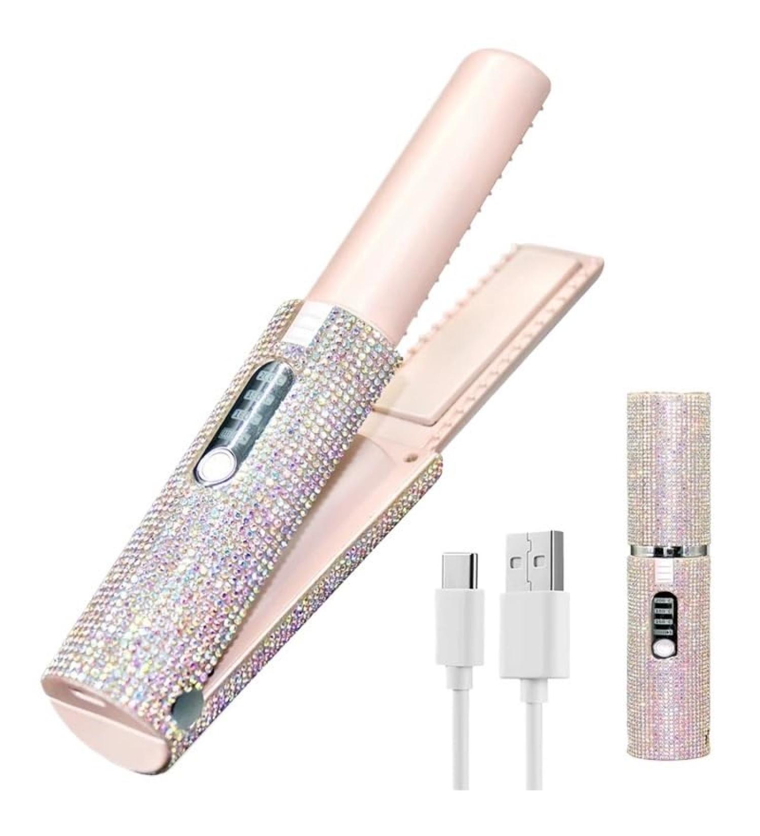 Buy 2-in-1 Wireless Mini Hair Straightener Brush - Quick Heat Anti-Burn - Perfect Travel Tool for Women & Girls - Buy Online on GoSupps.com