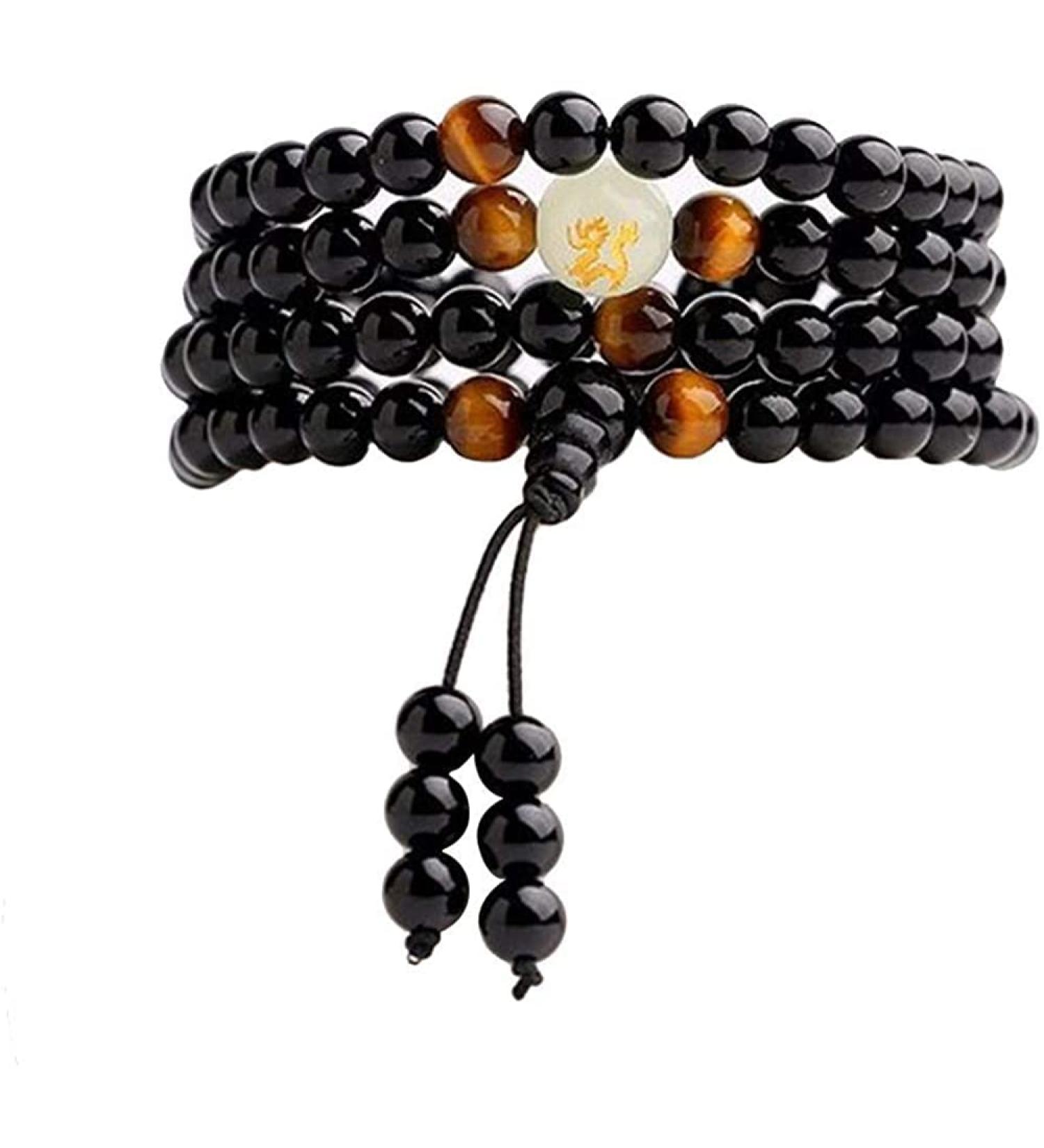 Obsidian Bracelet 108 Beads - Dragon Pattern Luminous Therapy Jewelry Gift | 30-inch International Shipping - Buy Online on GoSupps.com