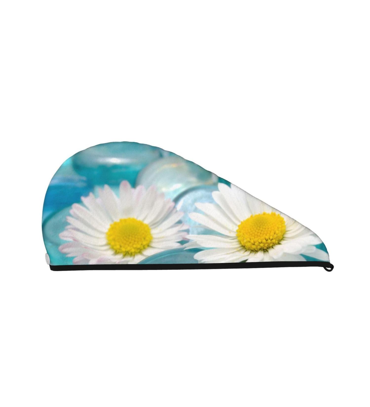 Buy Daisy Flowers Microfiber Hair Towel | Soft Super Absorbent Coral Velvet Wrap for Long Curly & Thick Hair - Buy Online on GoSupps.com
