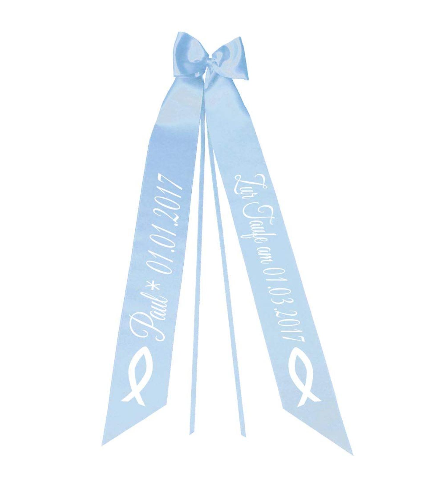 Personalized Light Blue Elefantasie Christening Bow | Custom Baptism Name & Date for Dresses & Suits - Unique Fish Motif - Buy Online on GoSupps.com