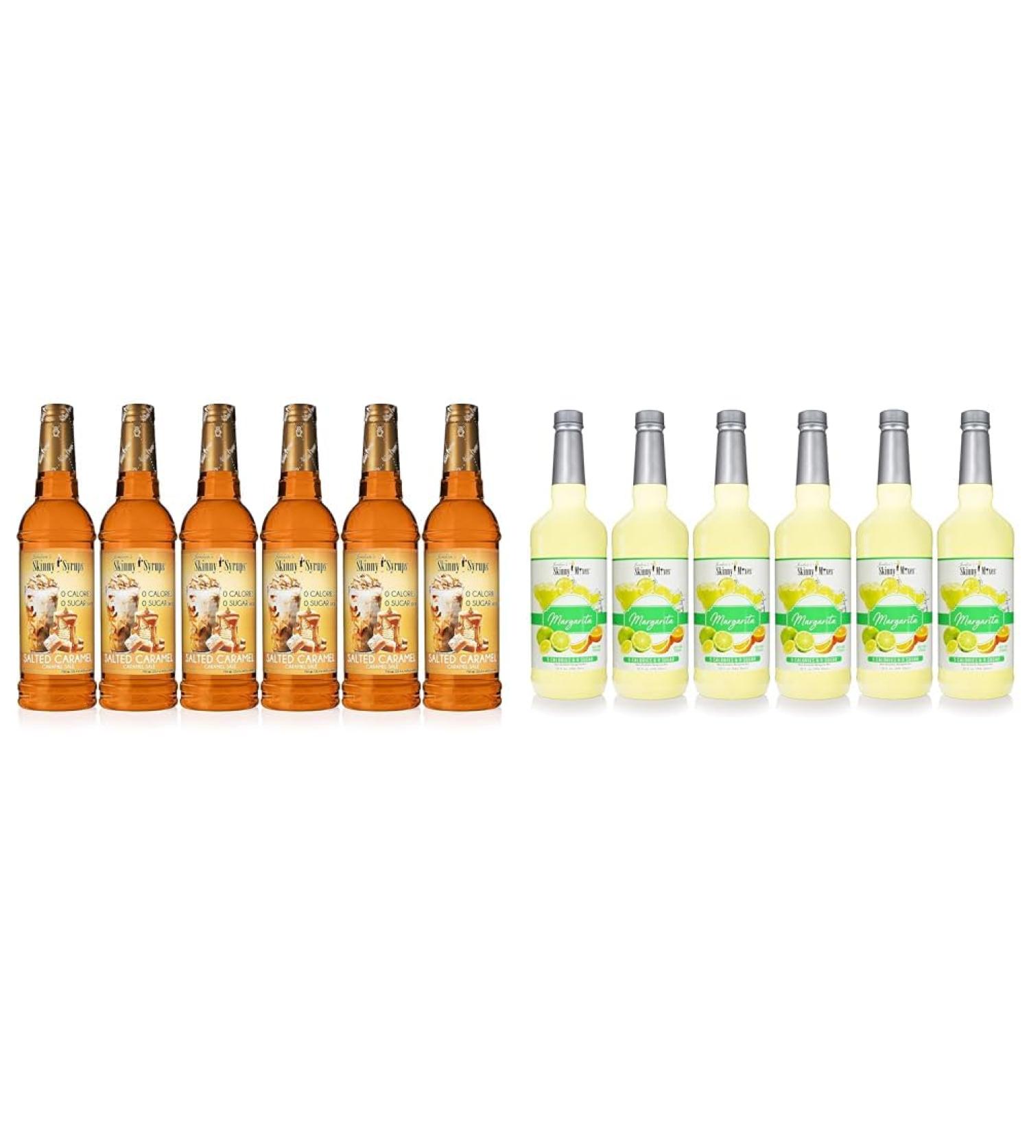 Jordan's Skinny Syrups Salted Caramel (750ml Sugar-Free Zero Calorie Keto Friendly) & Margarita Mix (946.35ml Sugar-Free Low Calorie Keto Friendly) - Sweet & Tangy Duo for Guilt-Free Cocktails