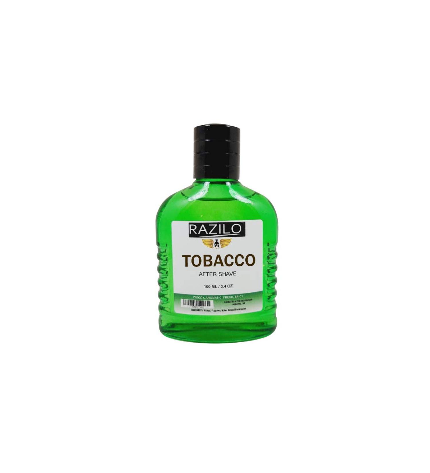 Tobacco Aftershave for Men Splash 3.4oz / 100ml Green Glass Bottle Tobacco Razilo Tobacco