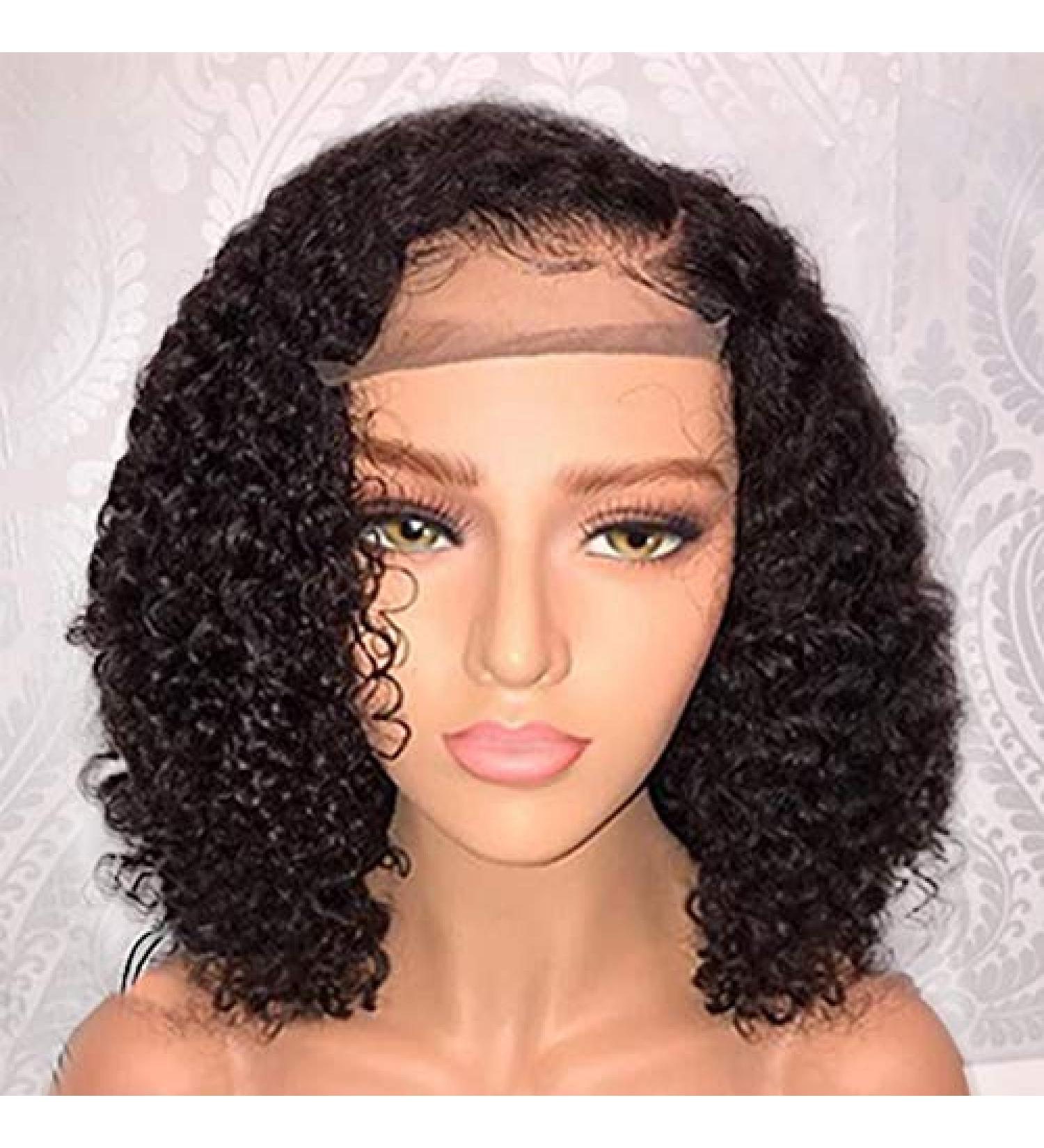 Jessica Bob Human Hair Wig 13x6 HD Lace Front Short Curly Brazilian Remy Hair for Black Women (8 Inch) - Buy Online on GoSupps.com