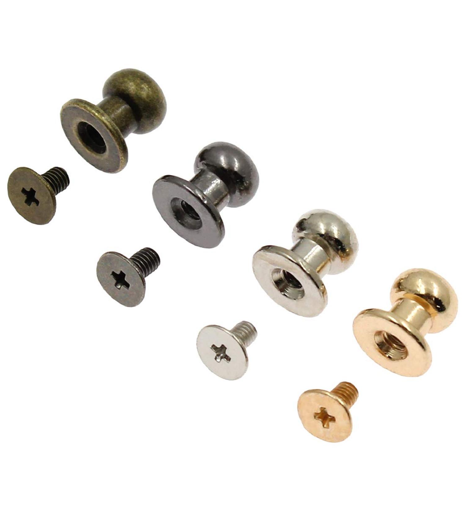 Kyuionty 60 Sets Chicago 8mm Round Head Button Phillips Screw Stud Rivet - 4 Colors Leather Rivets for DIY Craft and Repairs - Buy Online on GoSupps.com