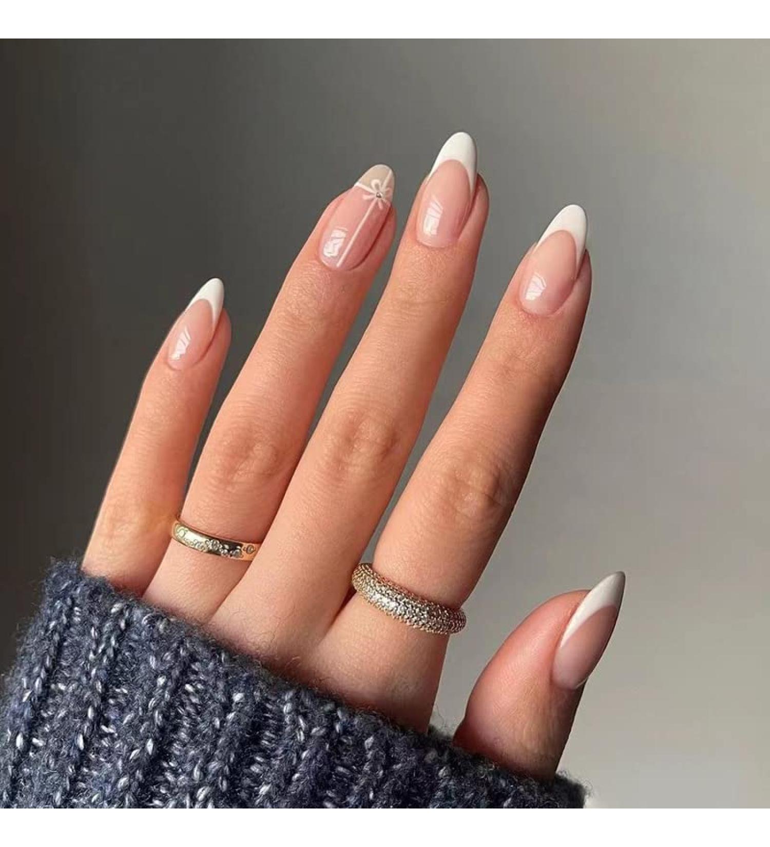 Buy Luvadeyo 24 Pcs Pressed False Nails - Pink & White Medium Long Glue-On Nails for Women & Girls - International Shipping Available - Buy Online on GoSupps.com
