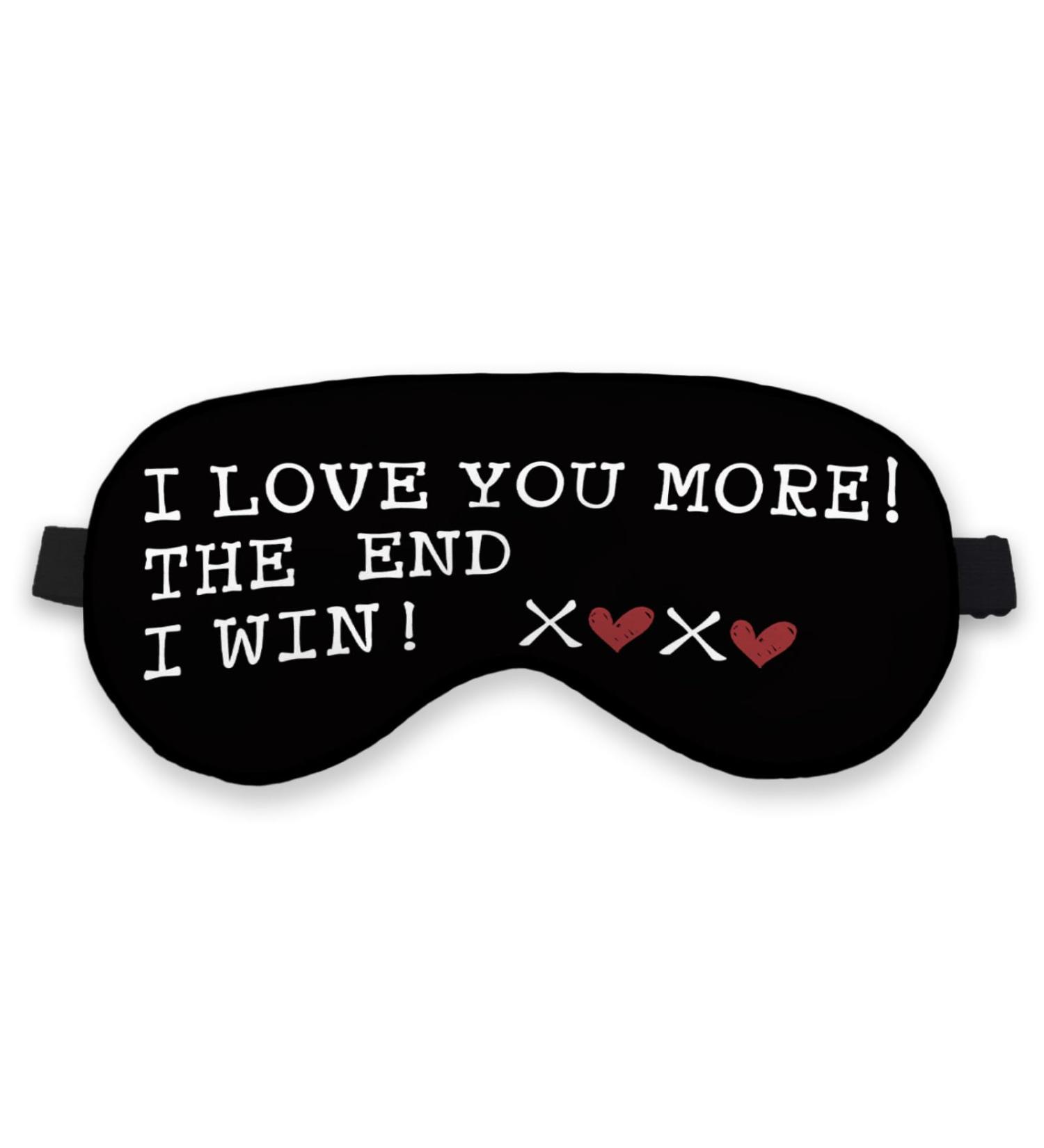 Kdqua Funny 'I Love You More' Eye Mask - Romantic Gifts for Women | Adjustable Silk Blackout Sleep Mask for Couples - Buy Online on GoSupps.com