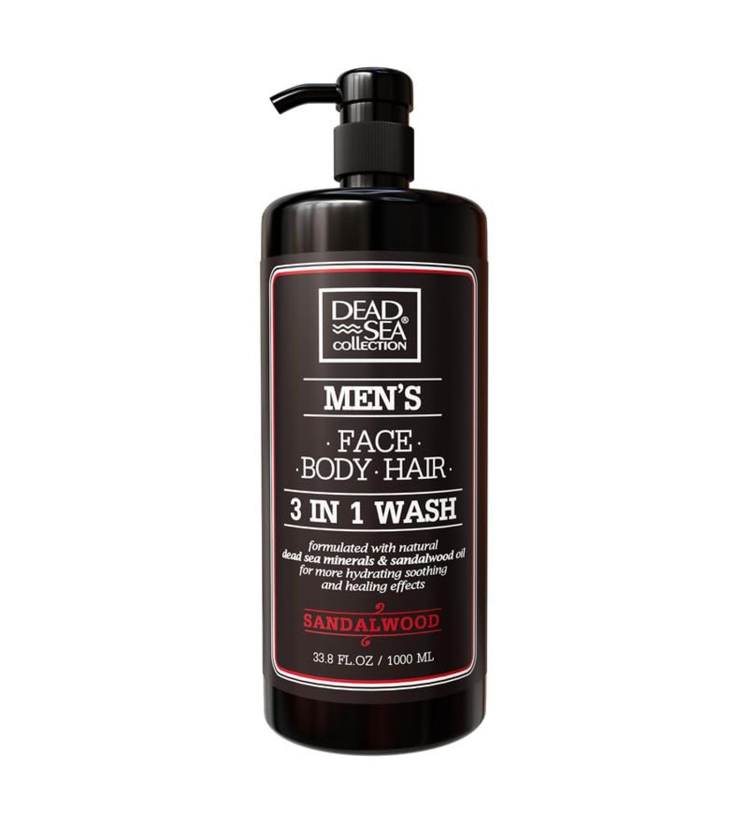 Dead Sea Collection Men s Body Wash 33.8 Fl. Oz - Sandalwood 3 in 1 Body Wash Face Wash Shower Gel & Shampoo for Men - Fresh & Cool Cleanliness - Buy Online on GoSupps.com
