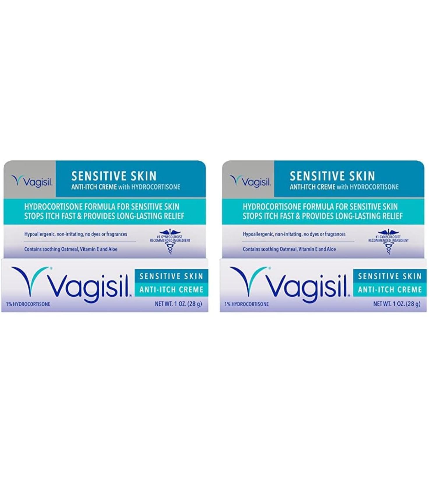 Vagisil Maximum Strength Feminine Anti-Itch Cream - Hydrocortisone Soothes Yeast Infection Irritation Gynecologist Tested Sensitive Skin - 1oz (Pack of 2 - Buy Online on GoSupps.com