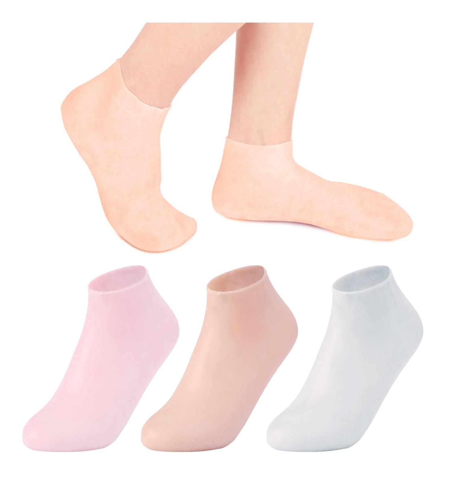 Silicone Gel Moisturizing Socks 3 Pairs | Aloe Pedicure Socks for Dry, Cracked Heels | Soften Rough Skin & Calluses - Buy Online on GoSupps.com