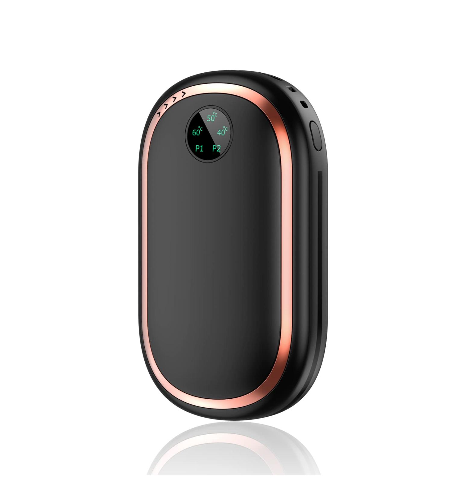 10000mAh Rechargeable Electric Hand Warmer & Power Bank | Fast Heating | Double-Sided | 3-in-1 | Digital Display | Sunset Light - Black - Buy Online on GoSupps.com