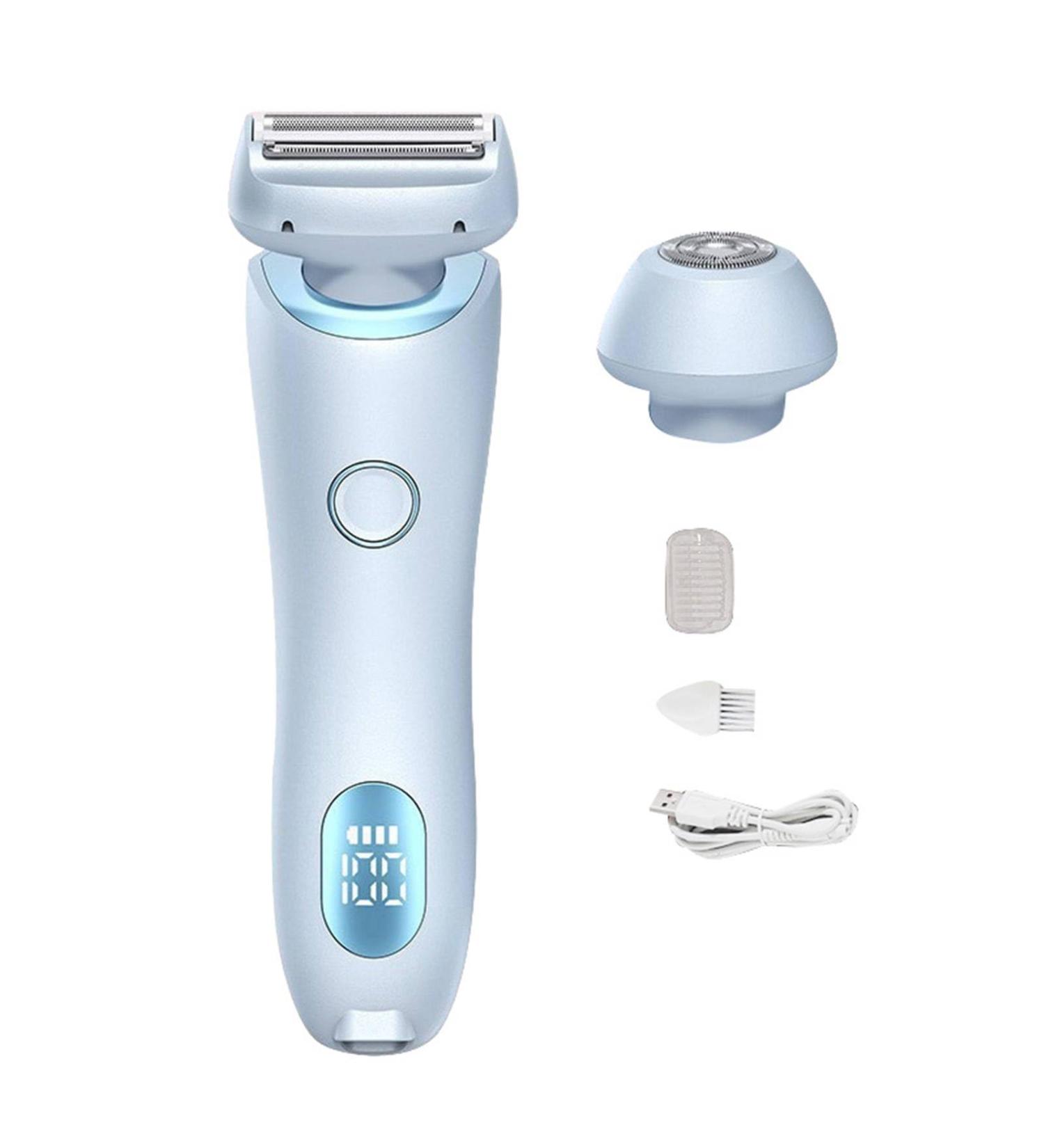 Electric Shaver Razors for Women 2-IN-1 Electric Razor for Womens Legs Underarm Face Pubic Hairs Wet Dry Use Rechargeable Bikini Trimmer Hair Removal with Detachable Head (Blue) - Buy Online on GoSupps.com
