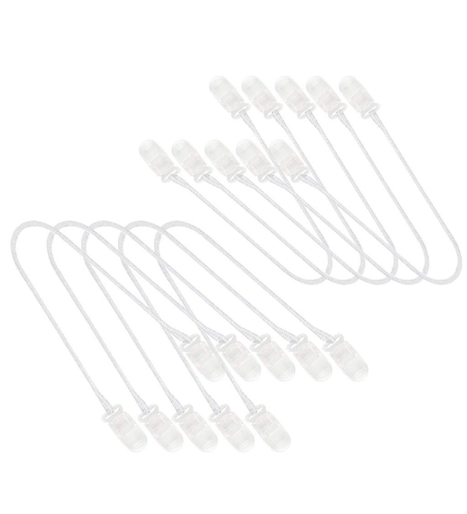 Rope 10 clips adjustable stabilizer firm elastic durable plastic 20 clips DIY fabric bag with zipper (transparent unit size)