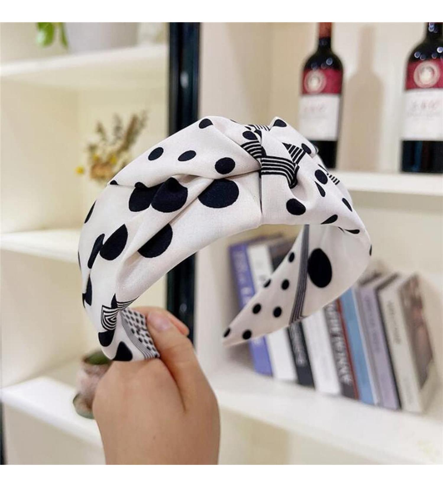 WENLII Women's Dot Boho Headband - Wide Cross Knot Bandana in Black | Casual Hair Accessories - Buy Online on GoSupps.com