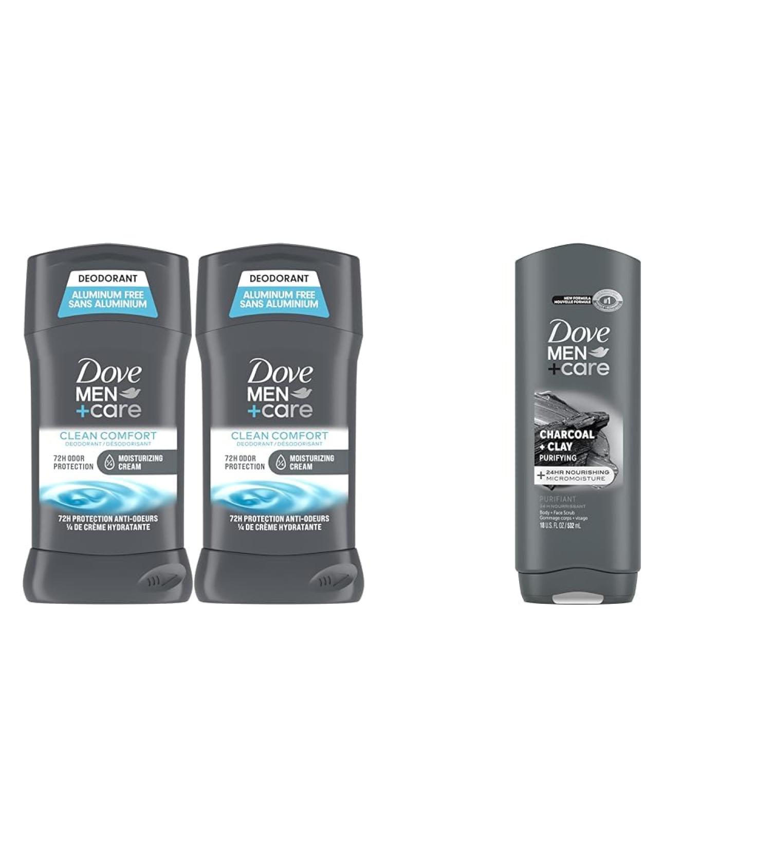 DOVE MEN + CARE Deodorant Stick Moisturizing Deodorant For 72-Hour Protection Clean Comfort Deodorant & Elements Body Wash Charcoal + Clay Effectively Washes Away Bacteria - Buy Online on GoSupps.com