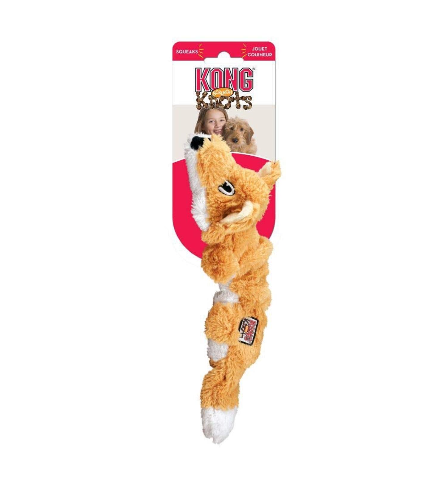 Kong Scrunch Knots Fox for Dogs - Internal Knotted Ropes & Minimal Filling - Medium/Large Size - 1 Pack - Durable & Fun Chew Toy - Buy Online on GoSupps.com