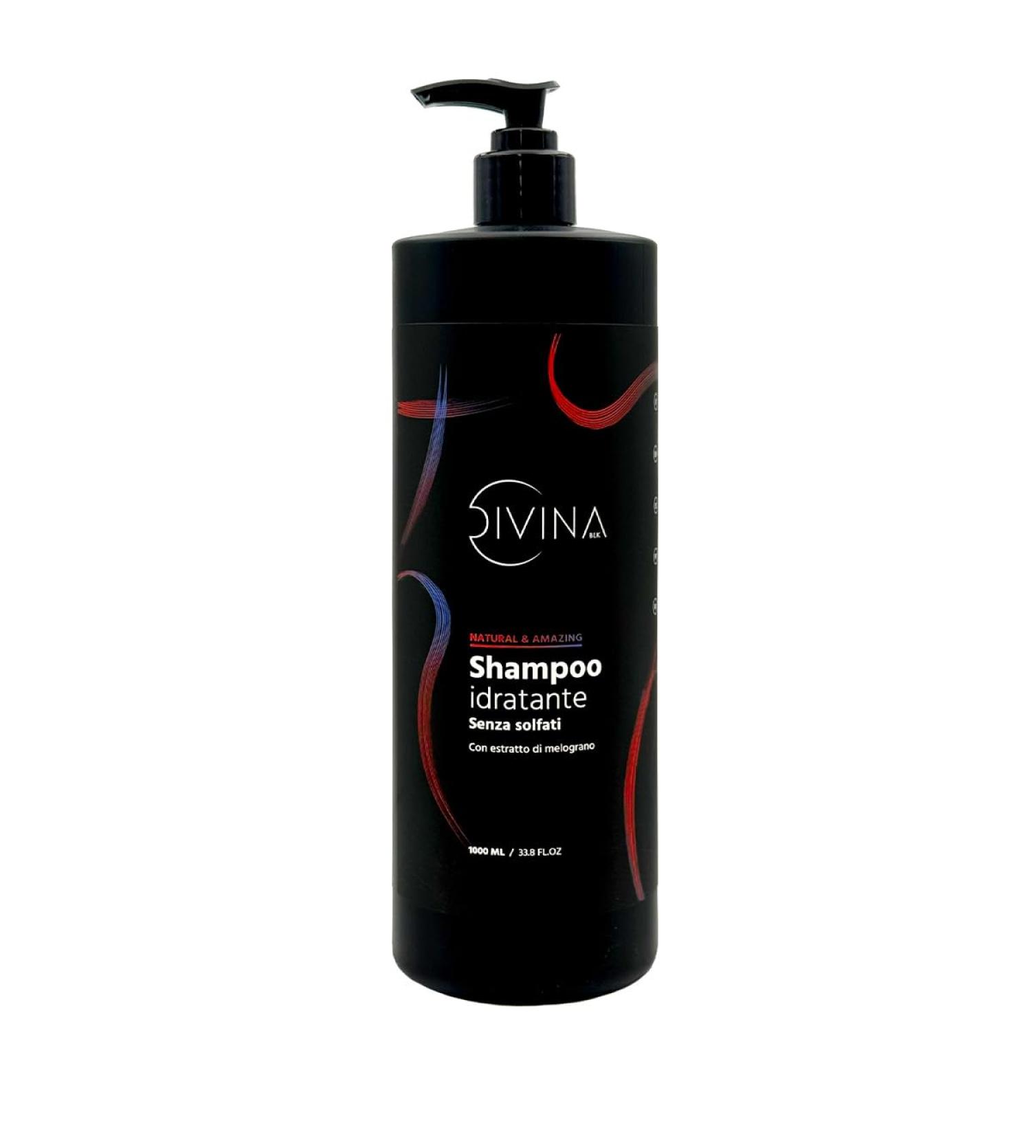 DIVINE BLACK DIVINA BLK Moisturizing shampoo for wavy curly super curly afro hair natural&Amazing with pomegranate extracts 1000 ml - Buy Online on GoSupps.com
