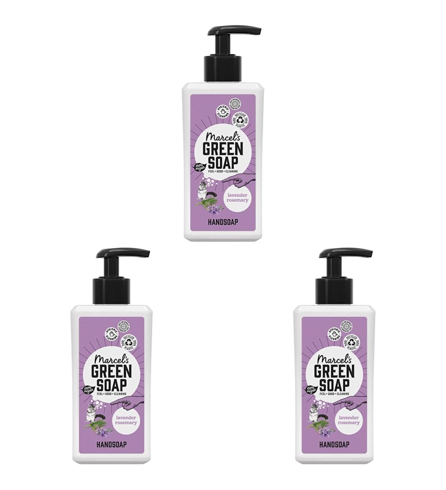 Marcel's Green Soap Lavender & Rosemary Hand Soap - 100% Vegan Eco-Friendly & Biodegradable - 250ml (3-Pack) - Buy Online on GoSupps.com