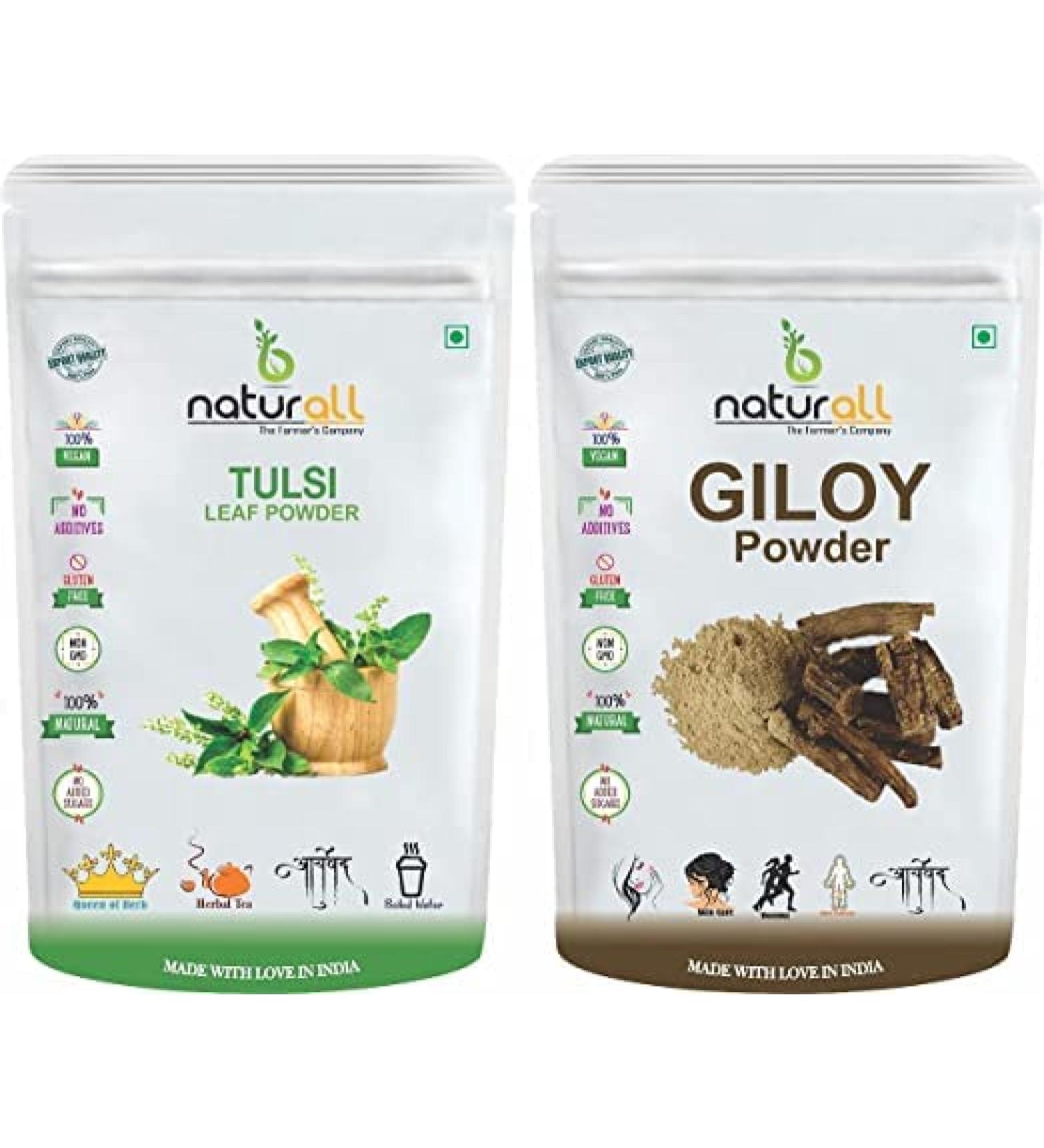 SHN Pack of 2 Tulsi Powder Giloy Powder (100 GM Each) Combo Pack 200 GM By B Naturall - Buy Online on GoSupps.com