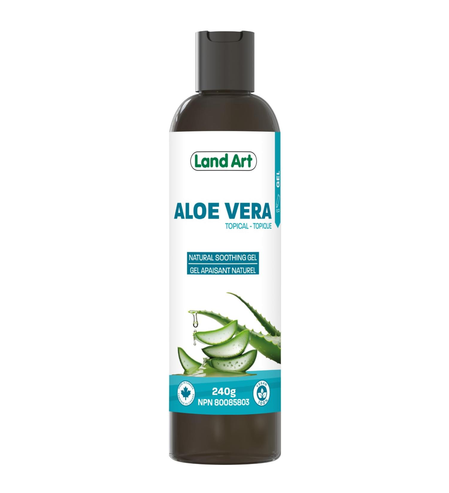 Aloe Vera Topical Gel Sunburn Relief - Soothing Moisturizer After Sun - for Face Body Hair - Made from 100% Pure Organic Cold Pressed Aloe Vera Gel For Face - with Vitamin C - Made in Canada (240 g (Pack of 1)) - Buy Online on GoSupps.com