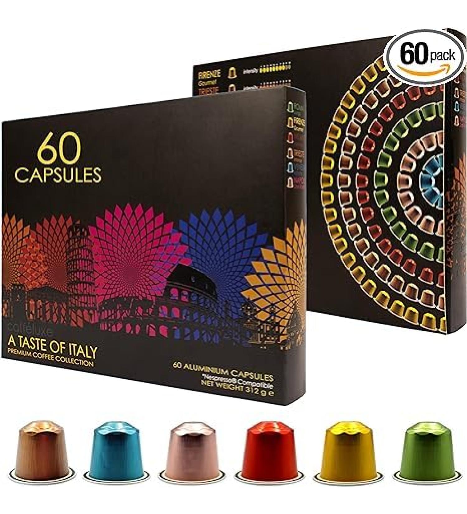 Caff luxe Coffee Pods Nespresso Compatible Variety Pack - Aluminium Capsules - Taste of Italy - Premium Espresso Machine Coffee Pod Collection - Flavoured Coffee Gift Set - Buy Online on GoSupps.com