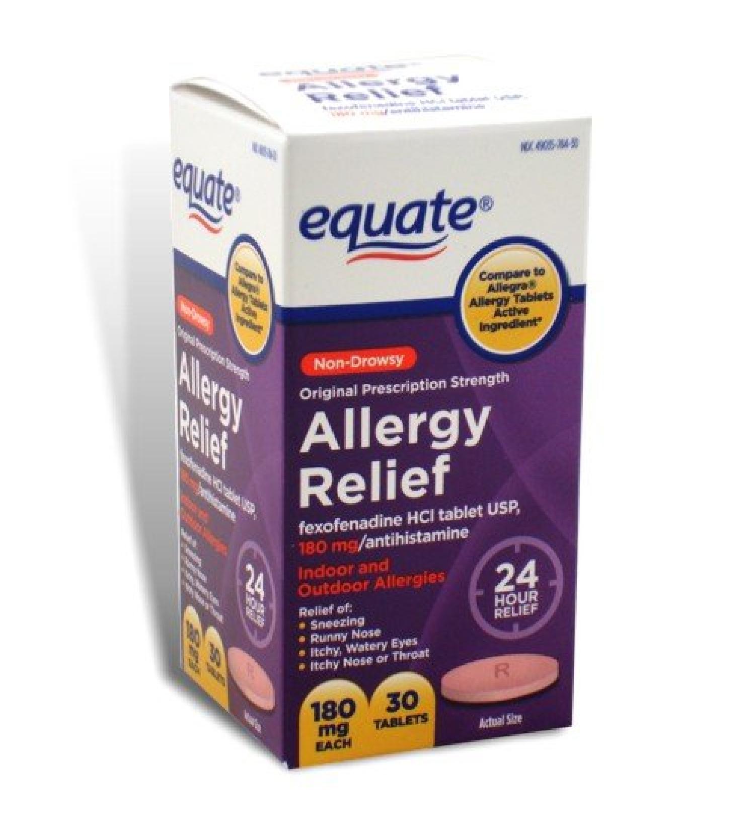 Equate - Allergy Relief - Fexofenadine 180 mg 30 Tablets (Compare to Allegra Allergy)