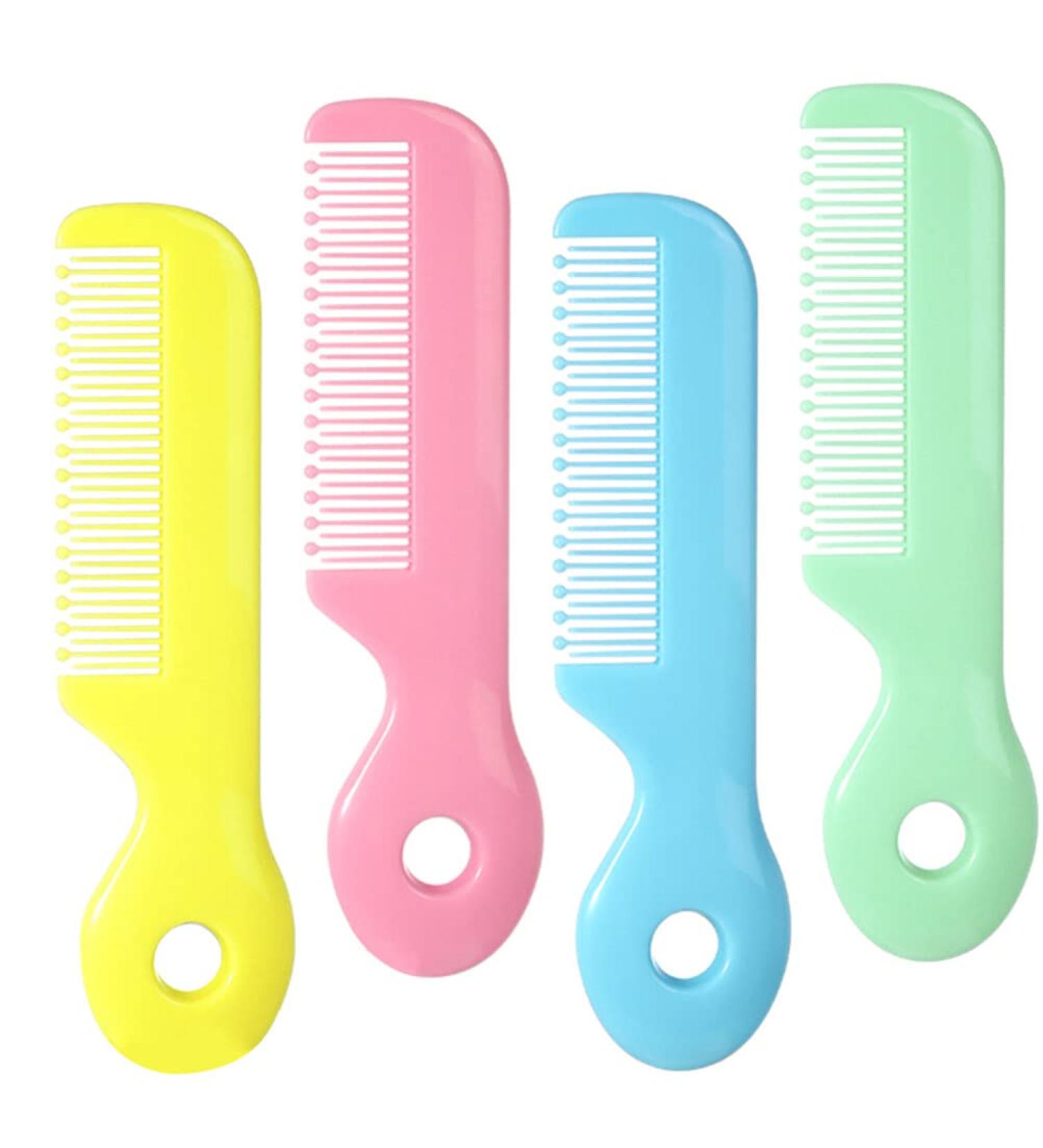 iBasenice 4pcs Colorful Baby Hair Grooming Comb Set - Round Teeth Newborn Styling Combs with Handle - Fine Massage & Dressing Comb for Unisex Babies - Buy Online on GoSupps.com