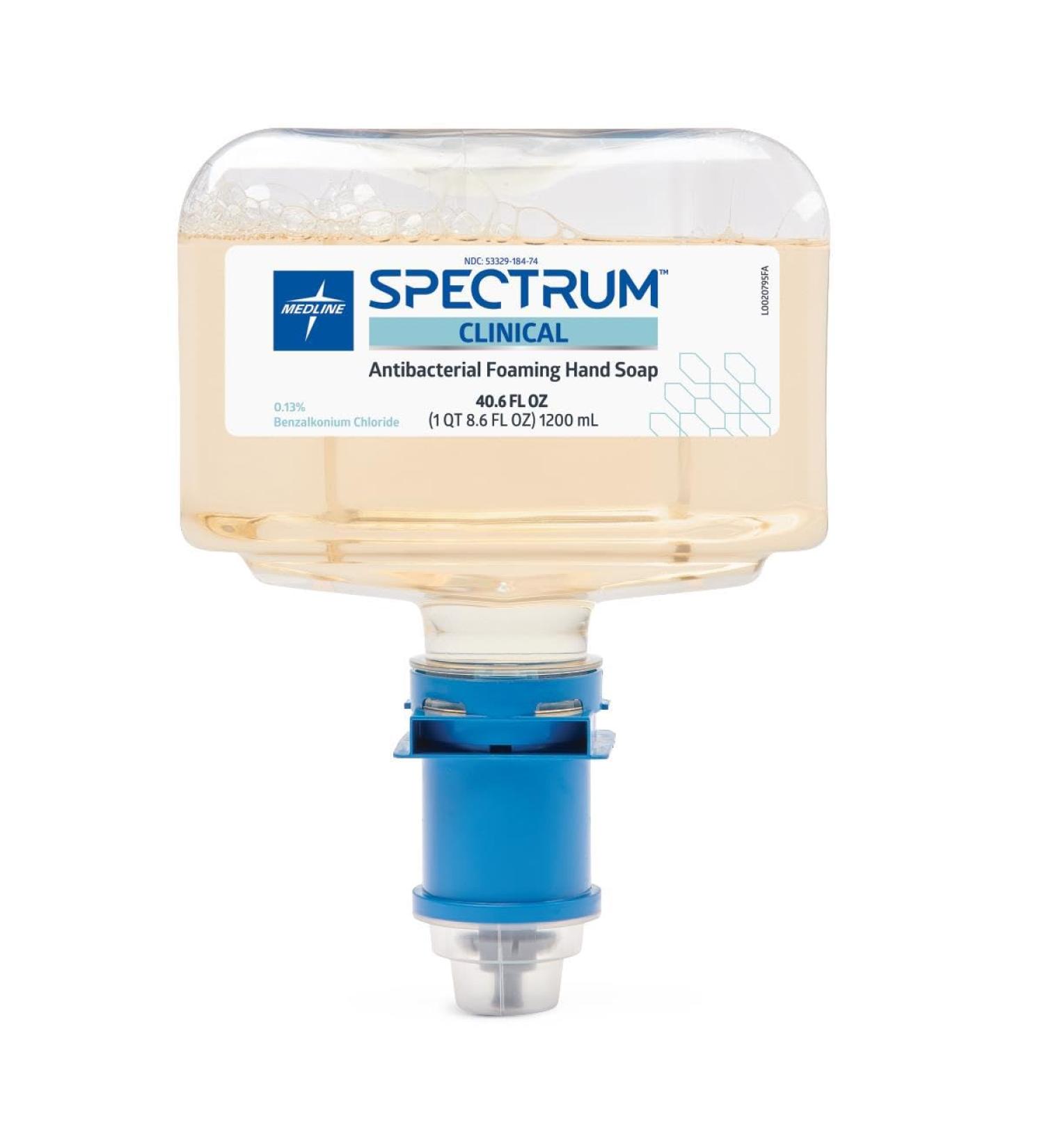 Medline Spectrum Foaming Antibacterial Hand Soap 0.13% BZK Pro Dispenser Refill 1.2 L Pack of 2