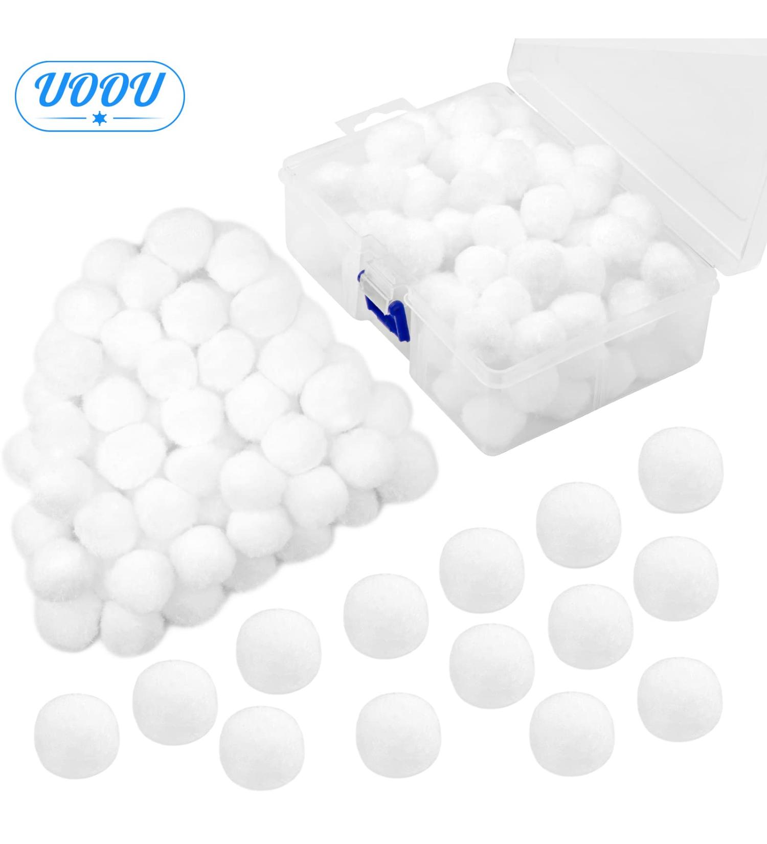 100 Pcs 1inch White Pom Poms with Storage Box - Craft Pom Poms Set for DIY Arts & Crafts - Buy Online on GoSupps.com