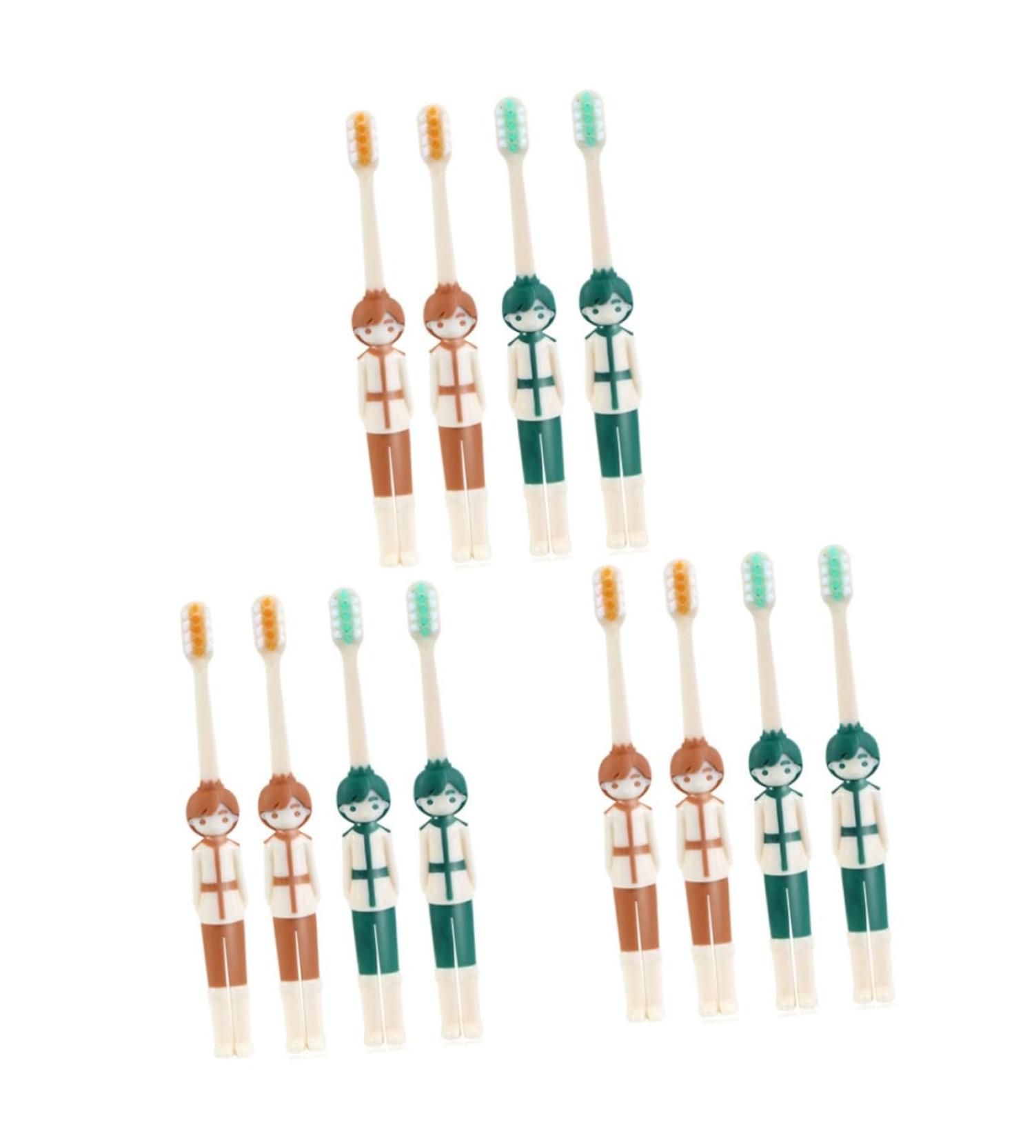 Housoutil 12 Pcs Children's Manual Toothbrush Set - Travel-Friendly Oral Care for Kids with Rubber Protection Accessories - Buy Online on GoSupps.com
