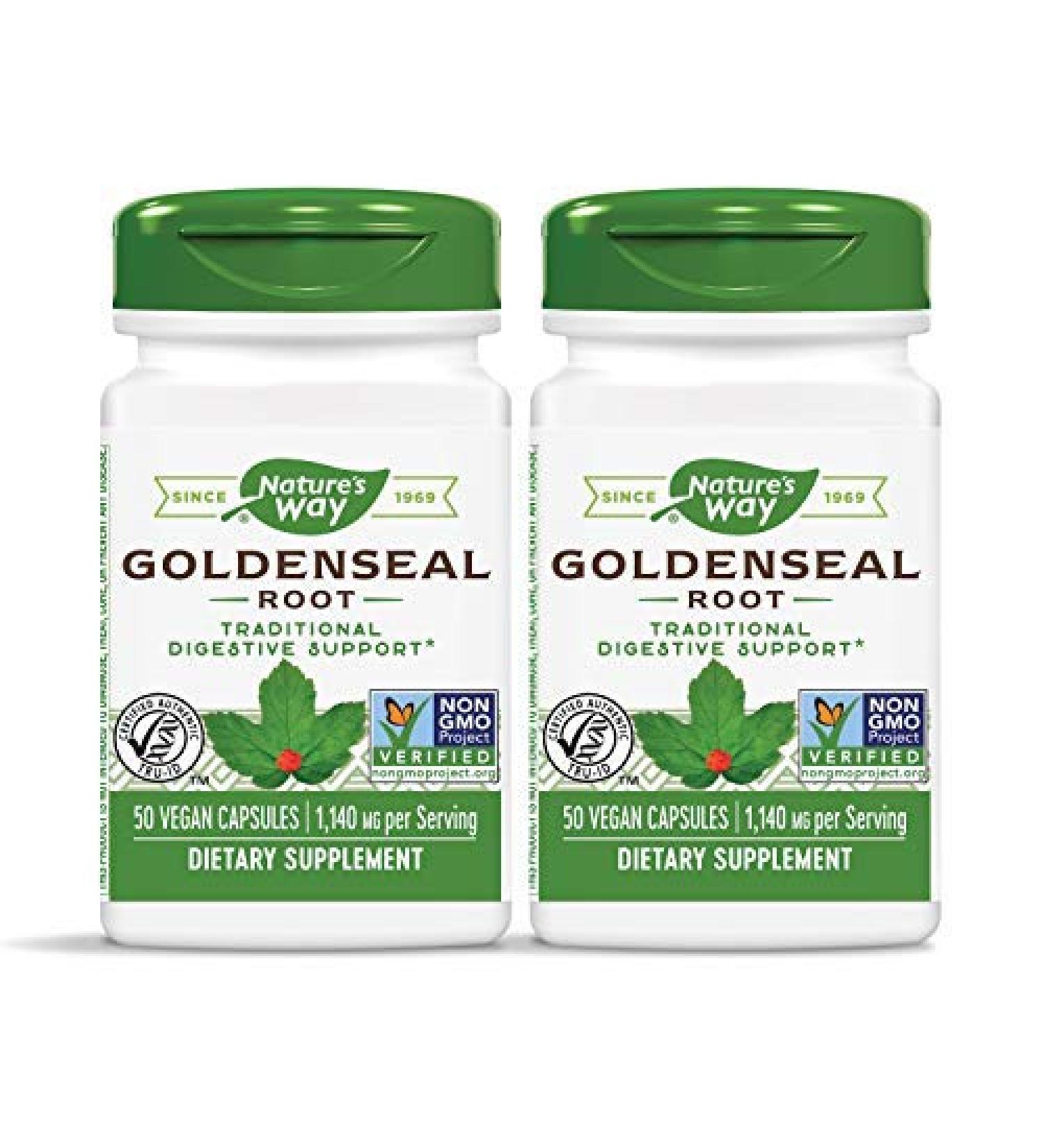 Nature's Way Goldenseal Root 570mg - 2 Pack of 50 Vegetarian Capsules - Buy Online on GoSupps.com