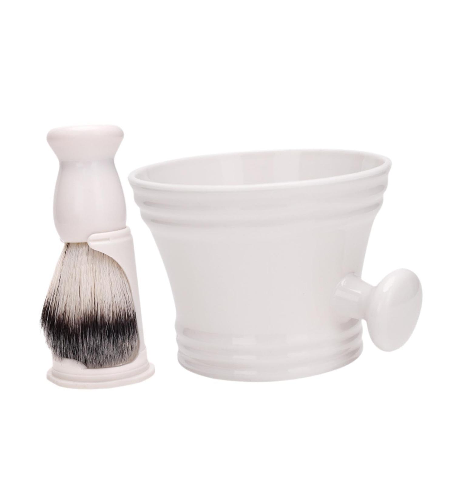 Fenteer Cleaning Bowl & Razor Brush Set - Foaming Shaving Soap for Hairdressing Travel & Gift | Ideal for Salon & Home Use - Buy Online on GoSupps.com