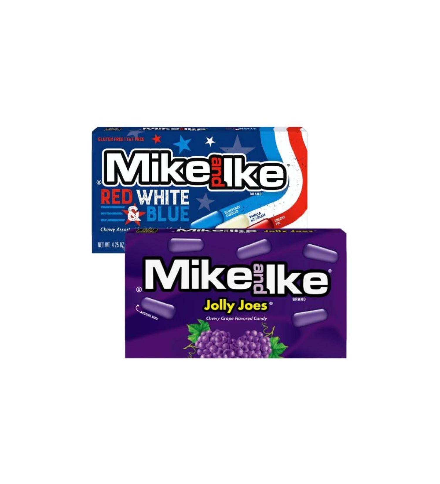 Halloween Candy Mike and Ike Red White and Blue and Jolly Joes Candy Variety Pack Snacks for Halloween Treats Christmas and Snacks for Kids 120 grams (Pack of 2)