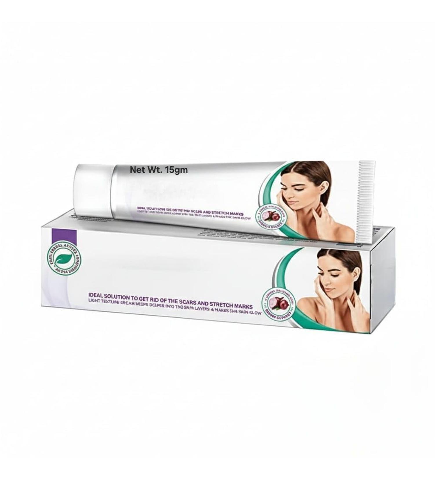 Vishopy Herbal Scar Removal Cream for Pimple Marks Dark Spots Blemishes & Stretch Marks with 3% Onion Paraben & EDTA Free German Science Meets Ayurveda - 15g - Buy Online on GoSupps.com