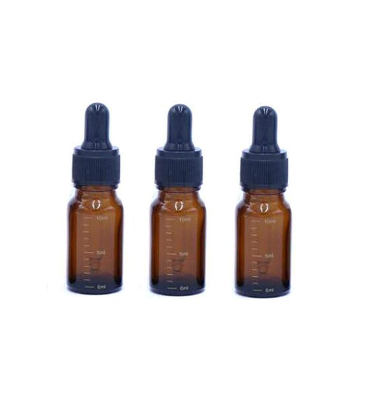 Vasana 3 Empty Refillable Amber Glass Bottles for Essential Oils | Black Drip Closure | 10ml/0.34oz Elite Liquid Containers - Buy Online on GoSupps.com
