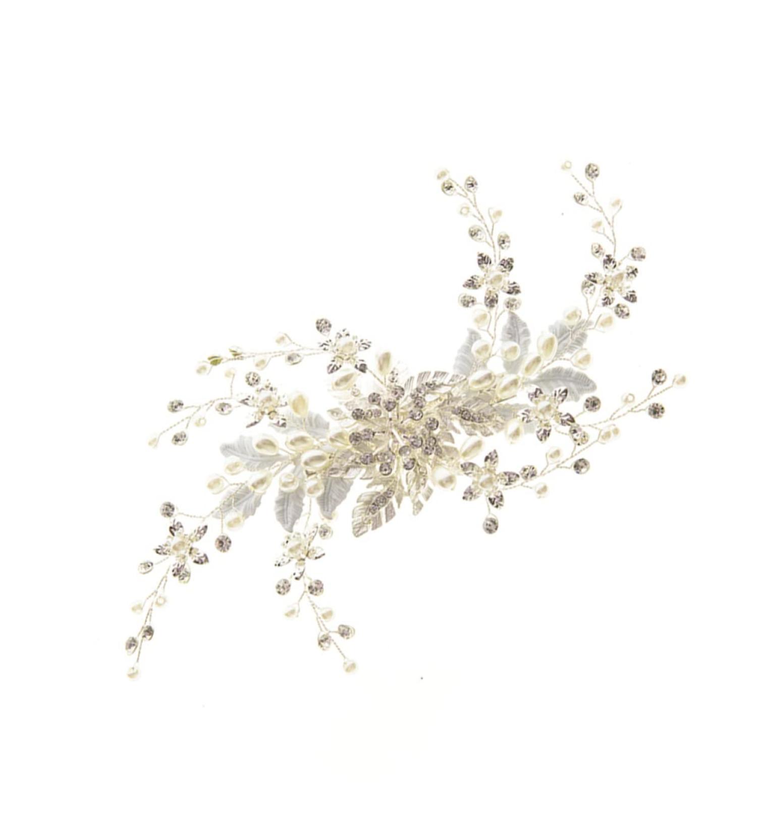 Ipetboom Silver Hair Clip Pearl Hair Accessories Diamond Headpiece Bridal Hair Clip Pearl Hair Pin Crystal Headpiece Pearl Tiara Rhinestone Barrettes Manual Flower Head Bride - Buy Online on GoSupps.com