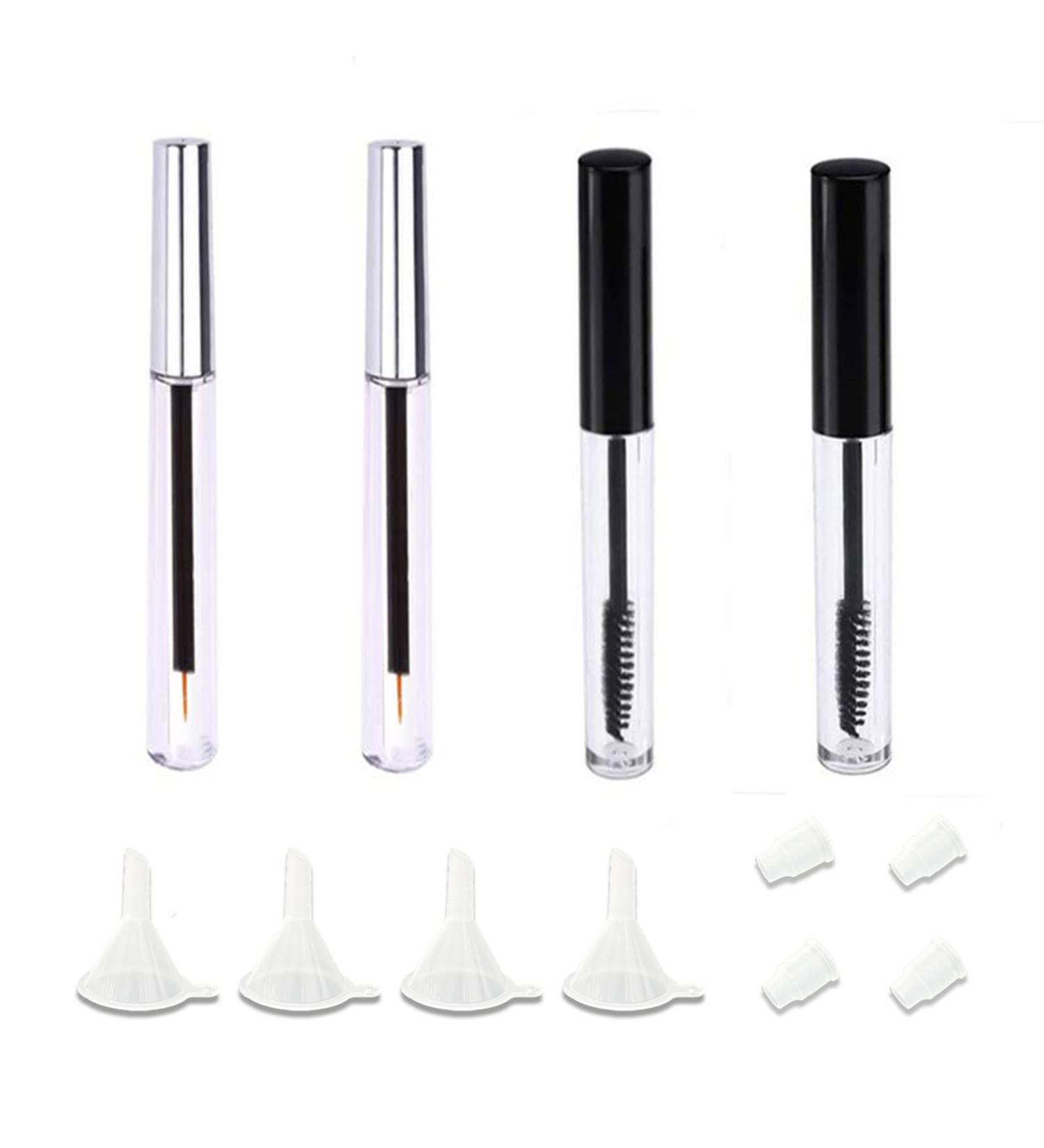 8ml Empty Mascara Tube with Wand Set - DIY Eyelash Cream Container Bottle with Rubber Inserts and Funnels (Silver/Black) - Buy Online on GoSupps.com