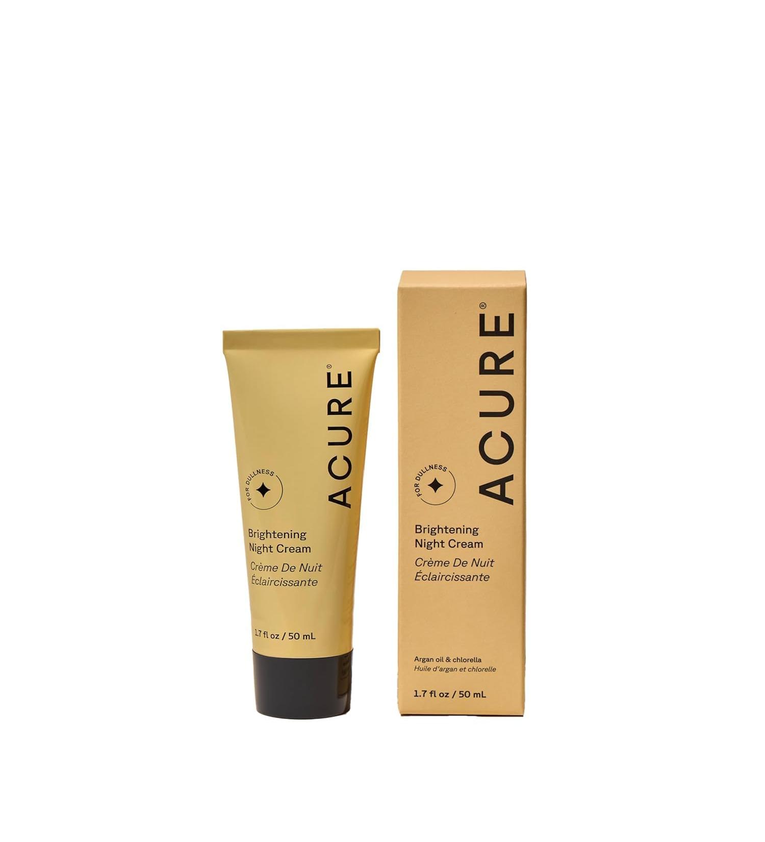 Acure Brightening Night Cream - Radiance Boosting Night Face Cream for Women & Men Hydrating & Revitalizing Moisturizer for Uneven Skin Tone & Dullness w/Chlorella Echinacea & Argan Oil - 1.7 fl oz - Buy Online on GoSupps.com
