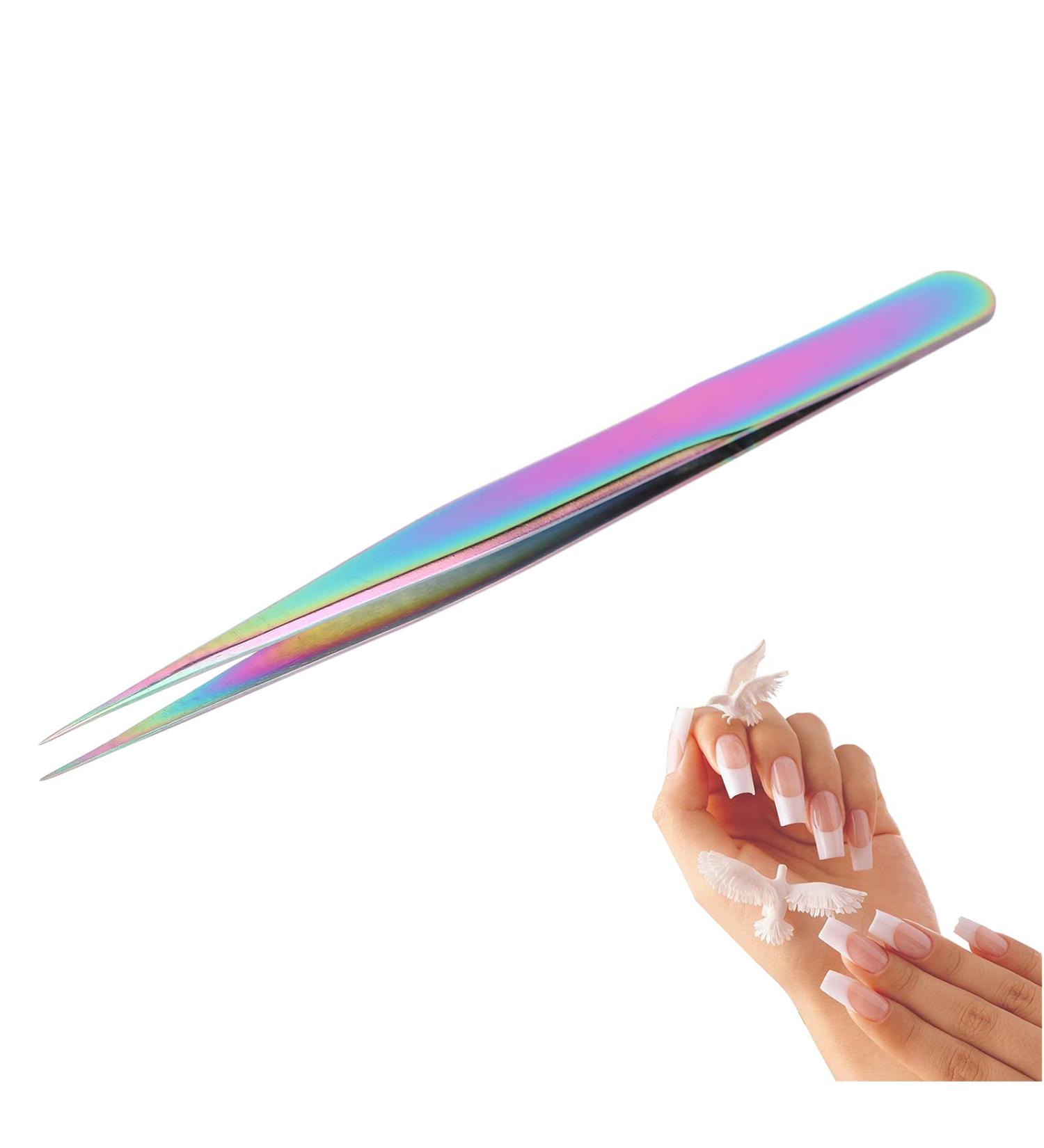Professional Stainless Steel Nail Art Tweezers | Pointed Eyelash Extensions & Manicure Tools - Buy Online on GoSupps.com