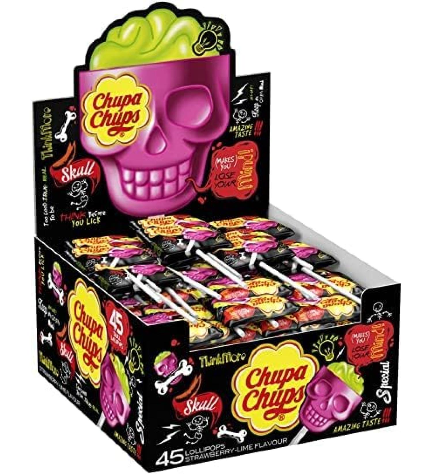  Chupa Chups Chupa Chups Skull Lollipop Strawberry Lemon Orange Grape Flavours 15g Per Piece 3D Skull Lollipop - Buy Online on GoSupps.com